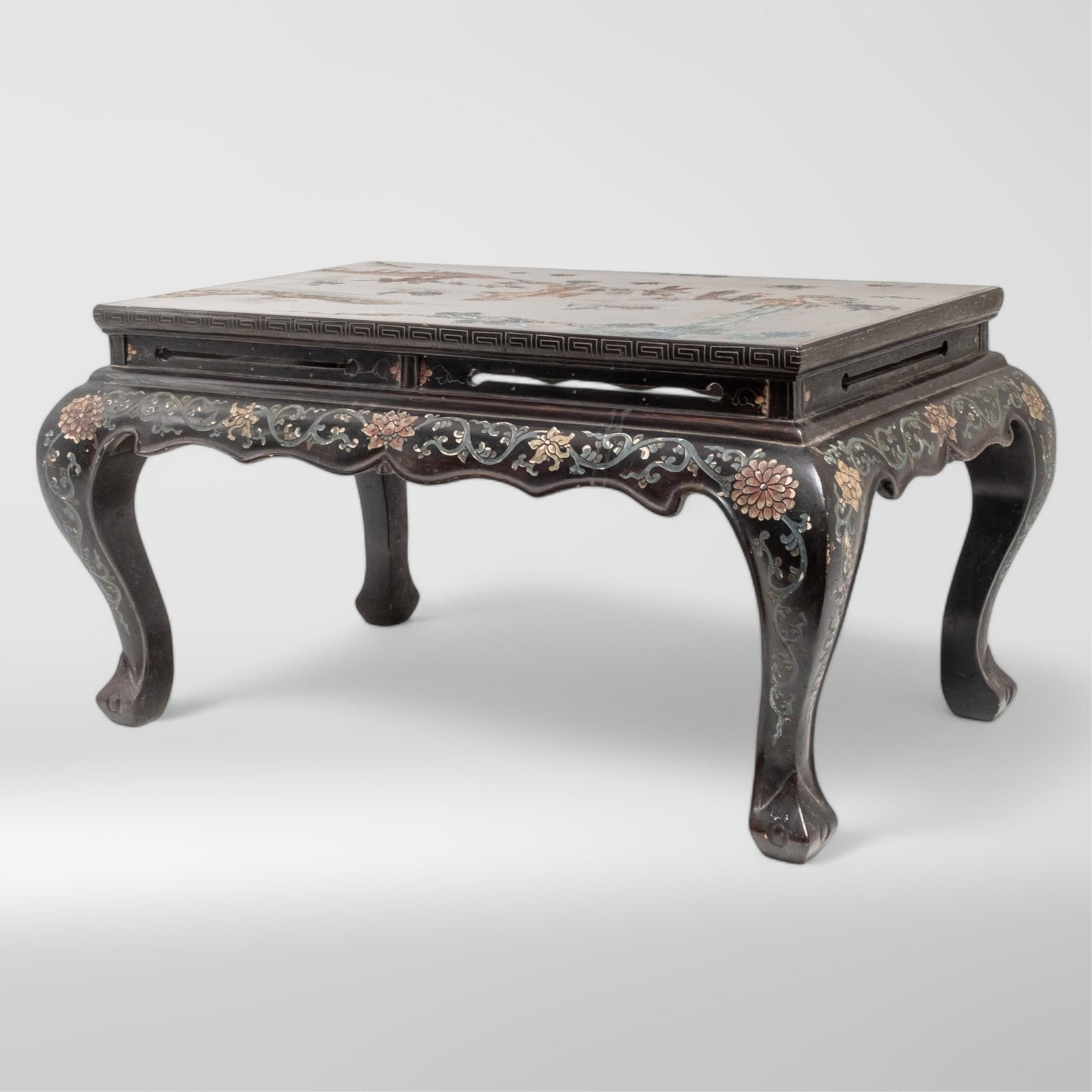 Chinese Black Coromandel Vintage Incised Lacquer Design Table - 15
