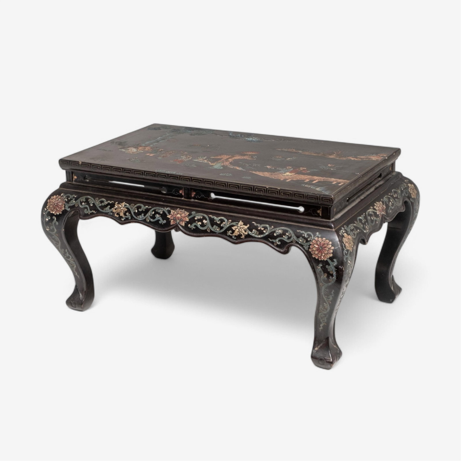 Chinese Black Coromandel Vintage Incised Lacquer Design Table - 2