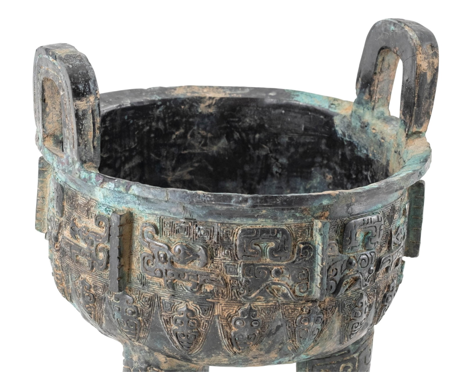 Chinese Archaic Bronze Tripod Ritual Food Vessel, Shang Dynasty Form - 5