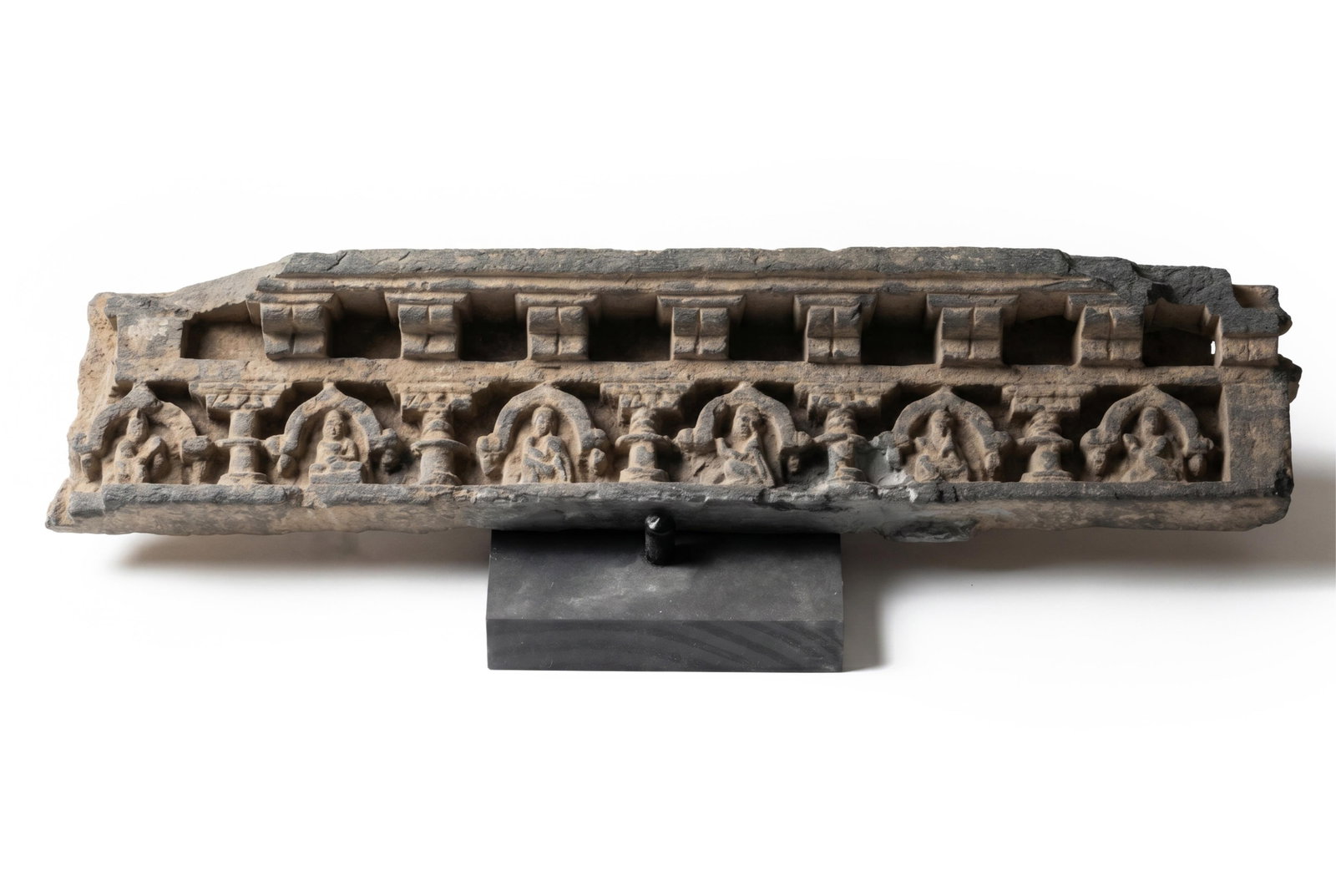 No Reserve: Gandhara, 14-inch Archeological Figure Carved Frieze 2nd-3rd Century w COA - 3