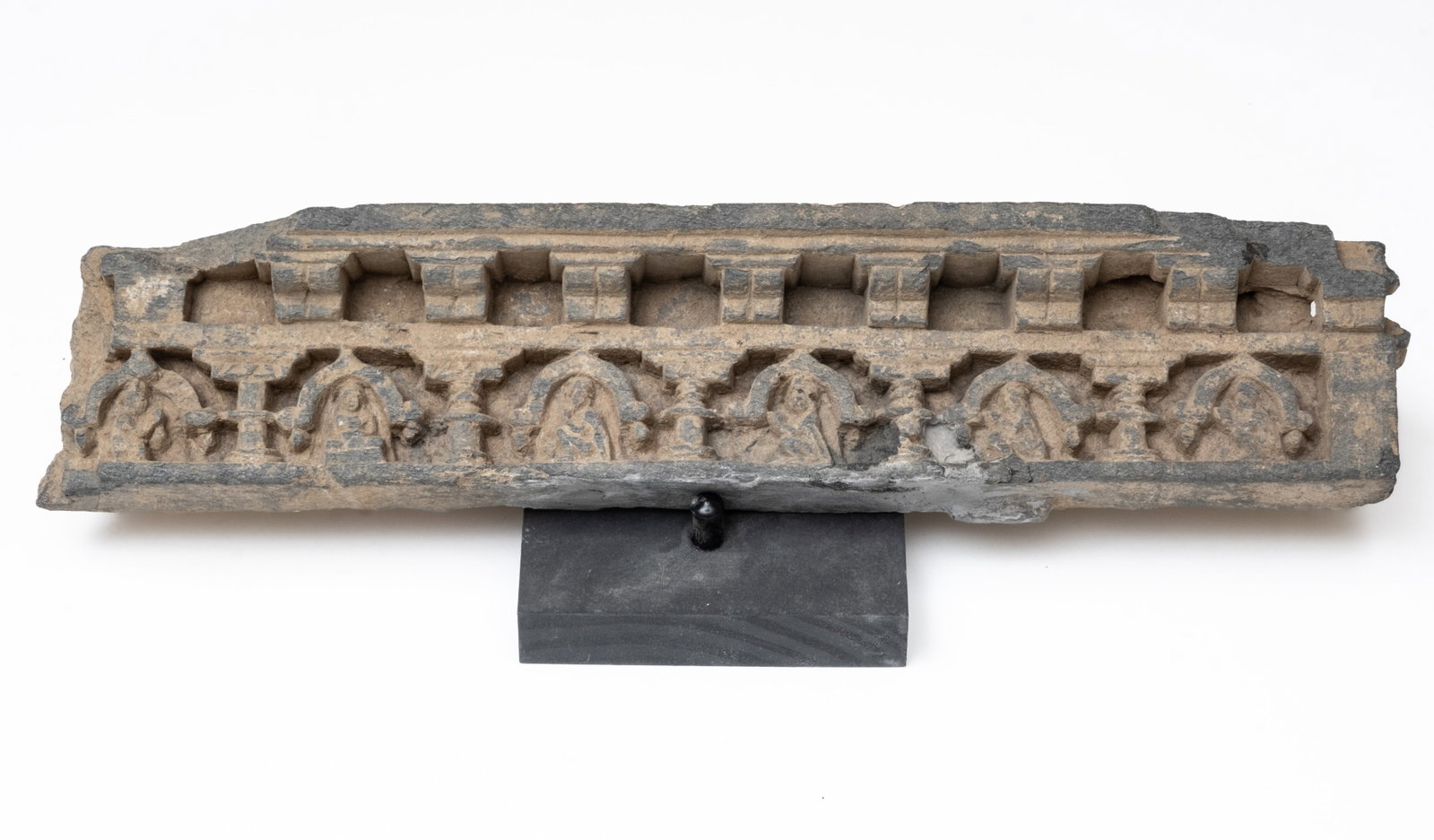No Reserve: Gandhara, 14-inch Archeological Figure Carved Frieze 2nd-3rd Century w COA - 9