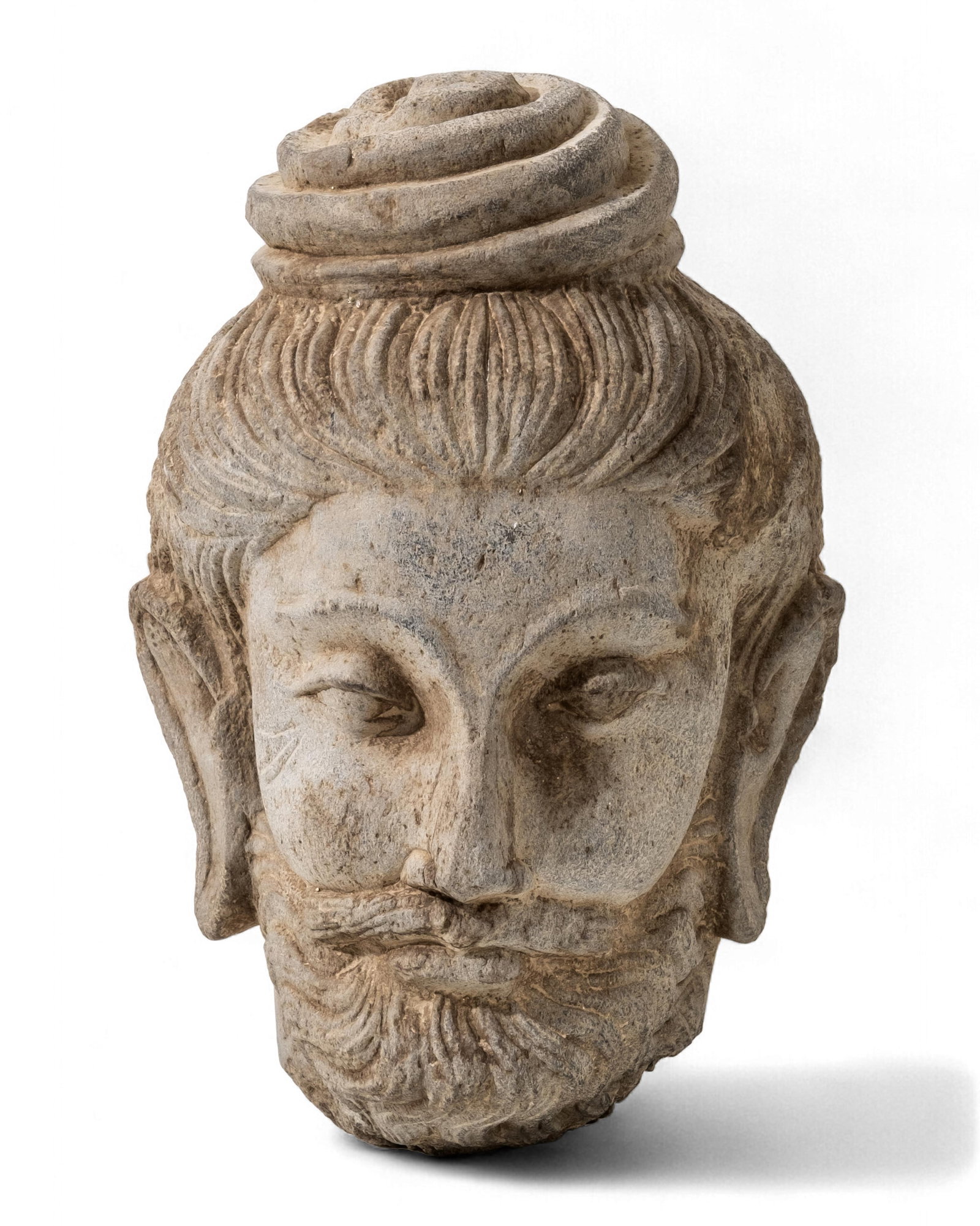 Antique 10-inch Stone Sculpted Buddha Head, Gandhara, 1st–5th Century - 10