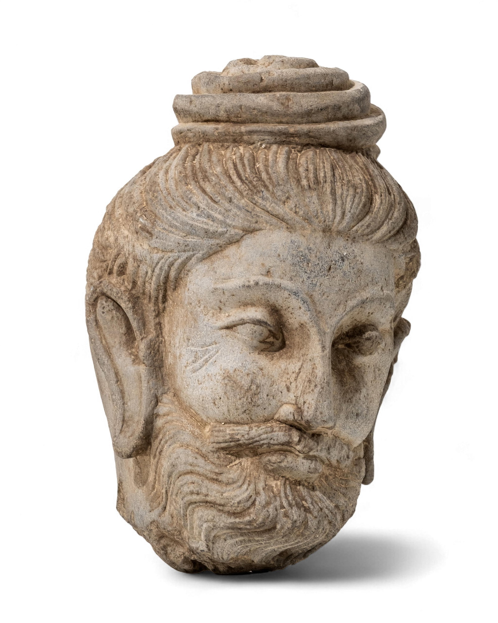 Antique 10-inch Stone Sculpted Buddha Head, Gandhara, 1st–5th Century - 4