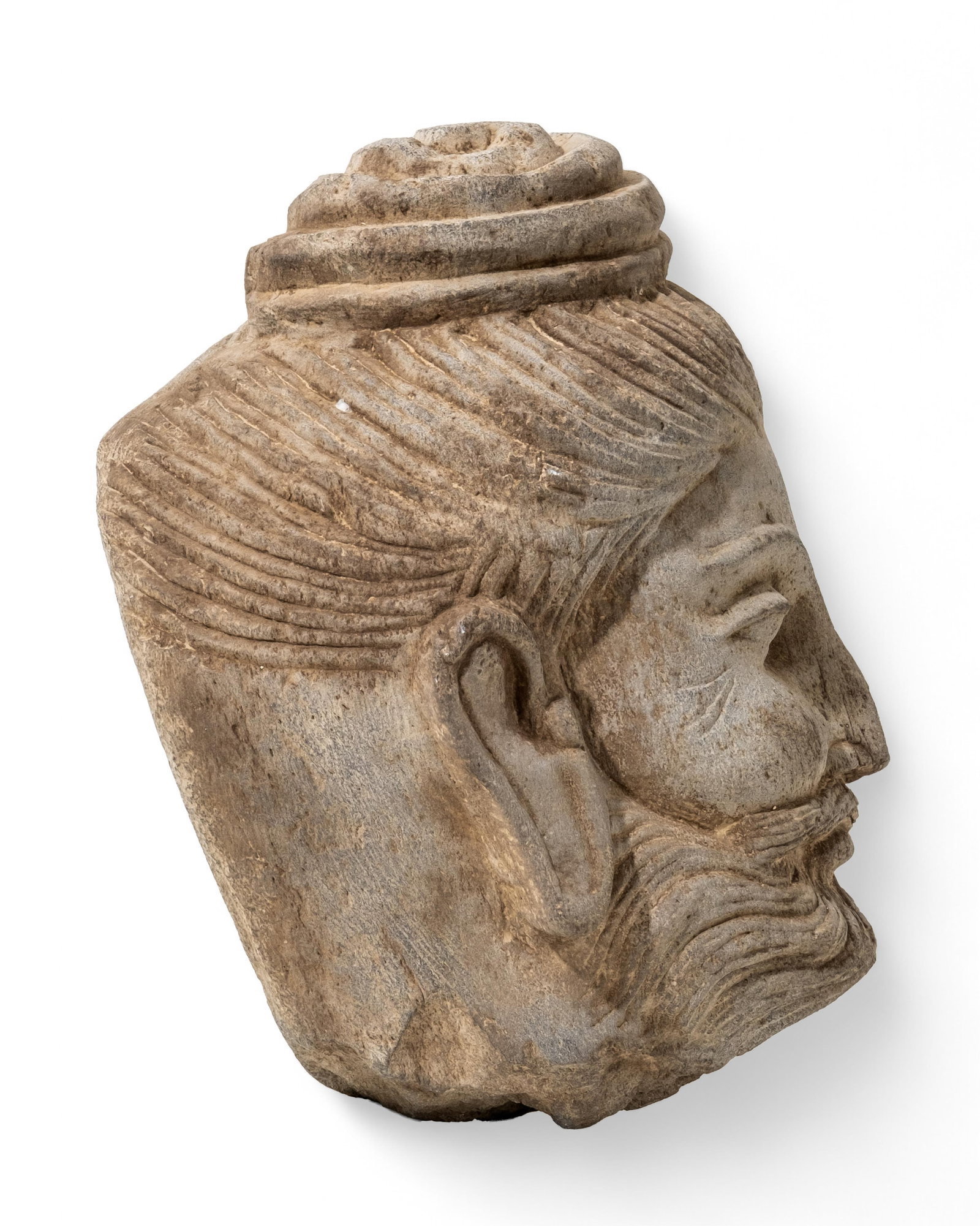 Antique 10-inch Stone Sculpted Buddha Head, Gandhara, 1st–5th Century - 8