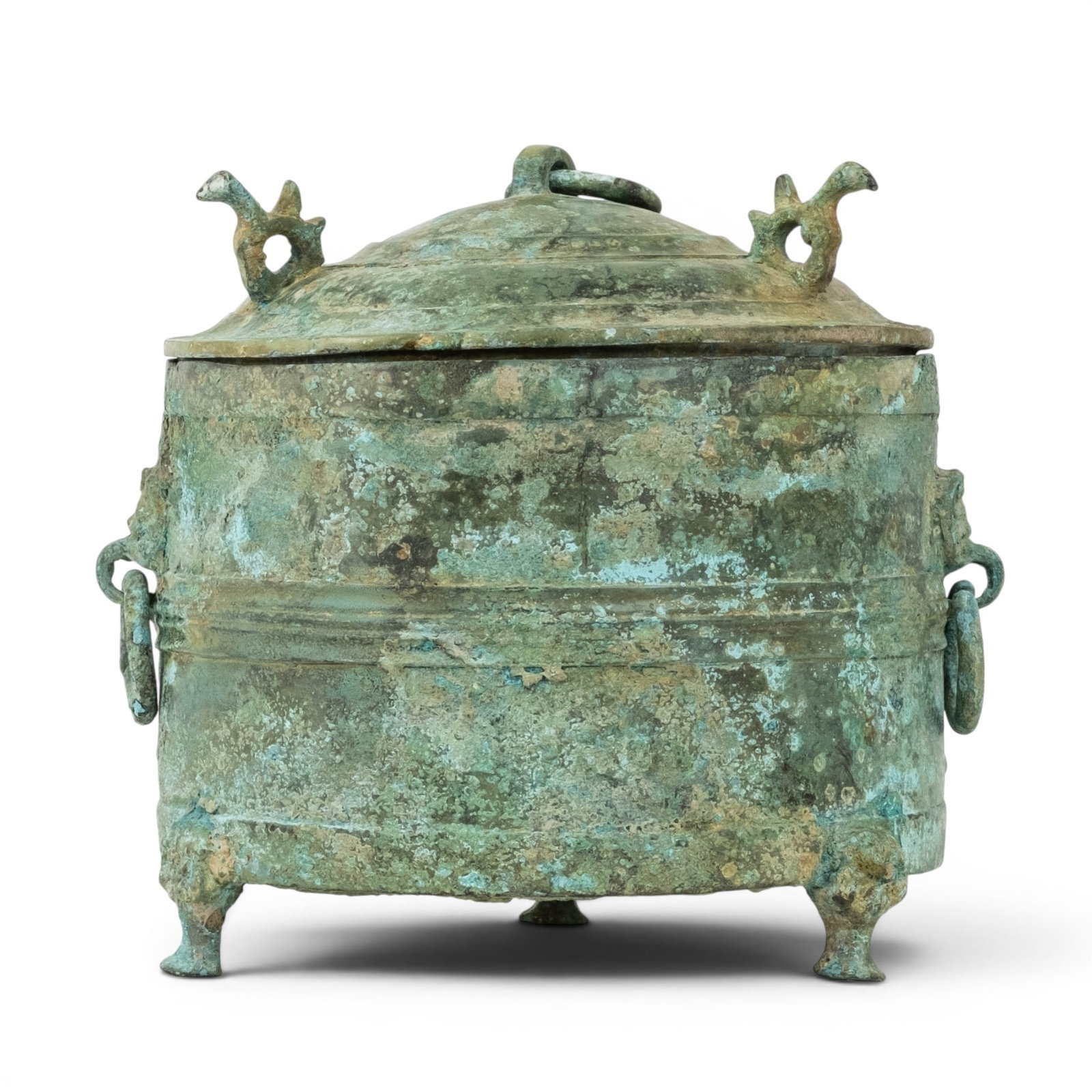 Chinese Antique Shang Dynasty Incised Decorated Bronze Ceremonial Lidded Vessel (1 of 7)