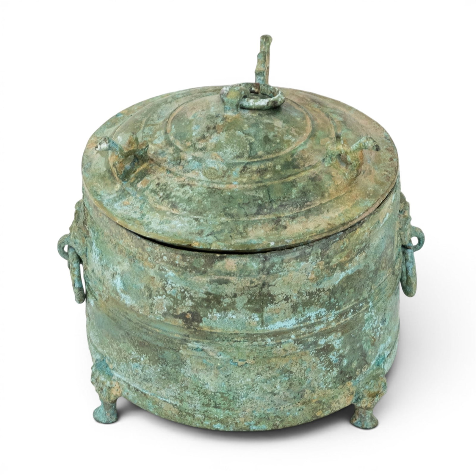 Chinese Antique Shang Dynasty Incised Decorated Bronze Ceremonial Lidded Vessel - 4