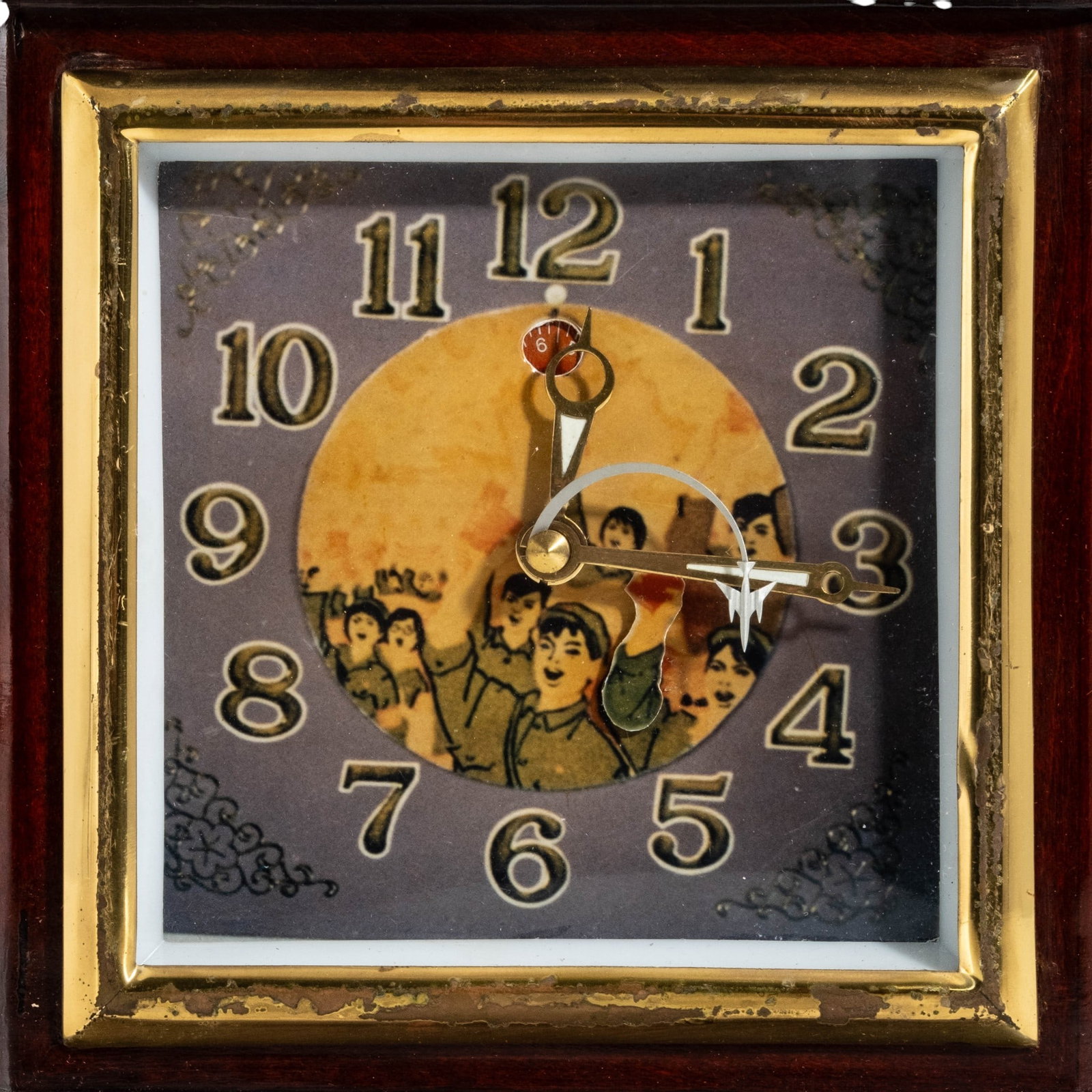 No Reserve: Chinese Cultural Revolution Animated Automaton Propaganda Mantel Clock - 2