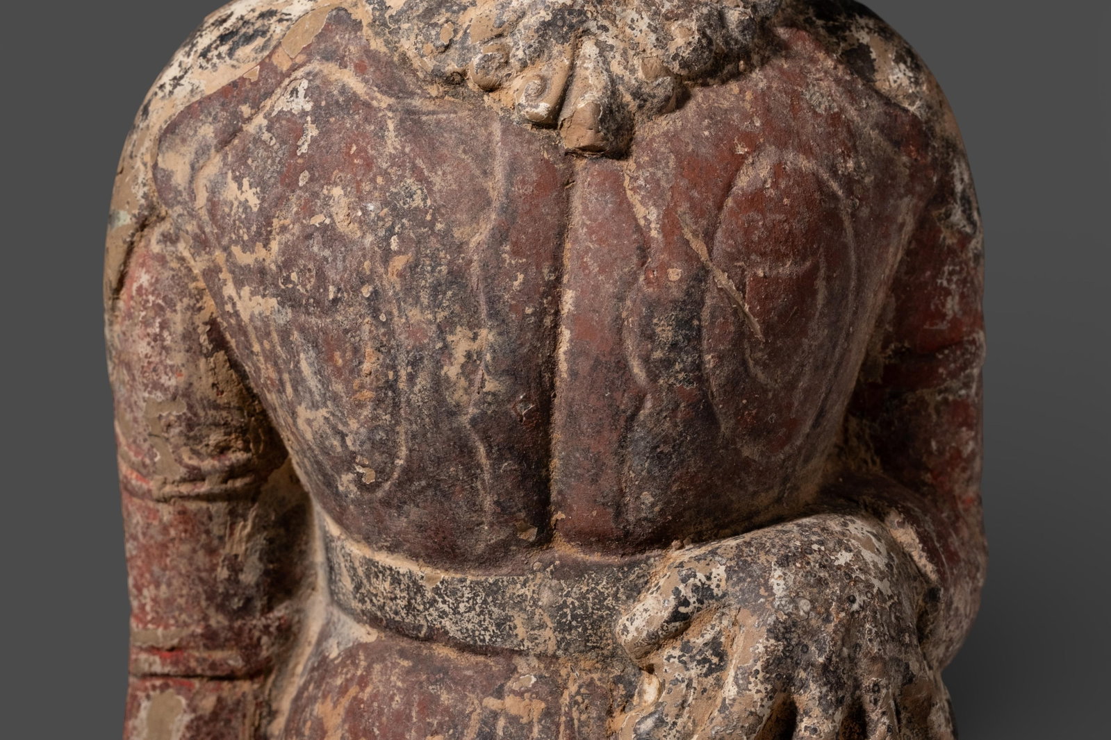 No Reserve: Chinese Polychrome Terracotta Warrior Figure, Probably Wei Period - 12