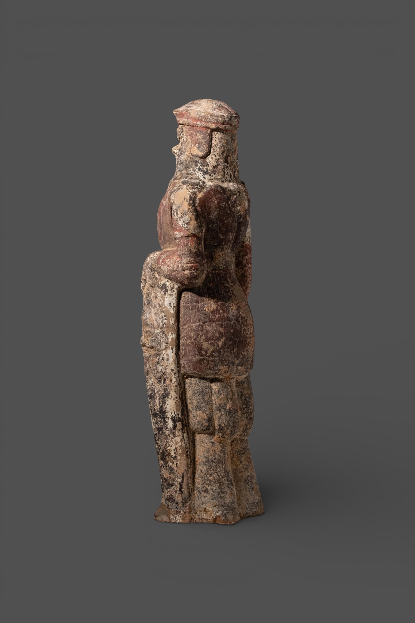 No Reserve: Chinese Polychrome Terracotta Warrior Figure, Probably Wei Period - 3