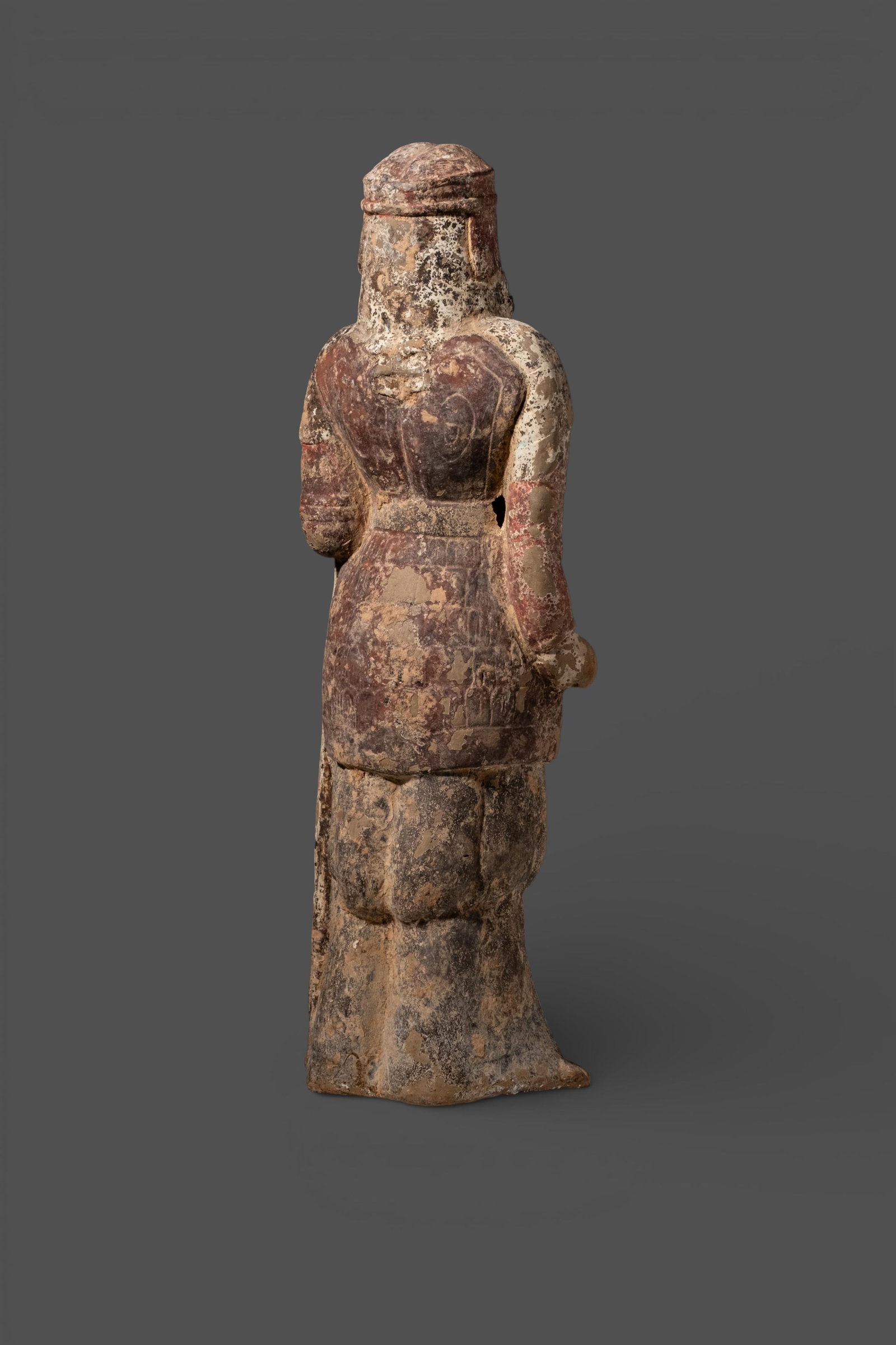 No Reserve: Chinese Polychrome Terracotta Warrior Figure, Probably Wei Period - 4