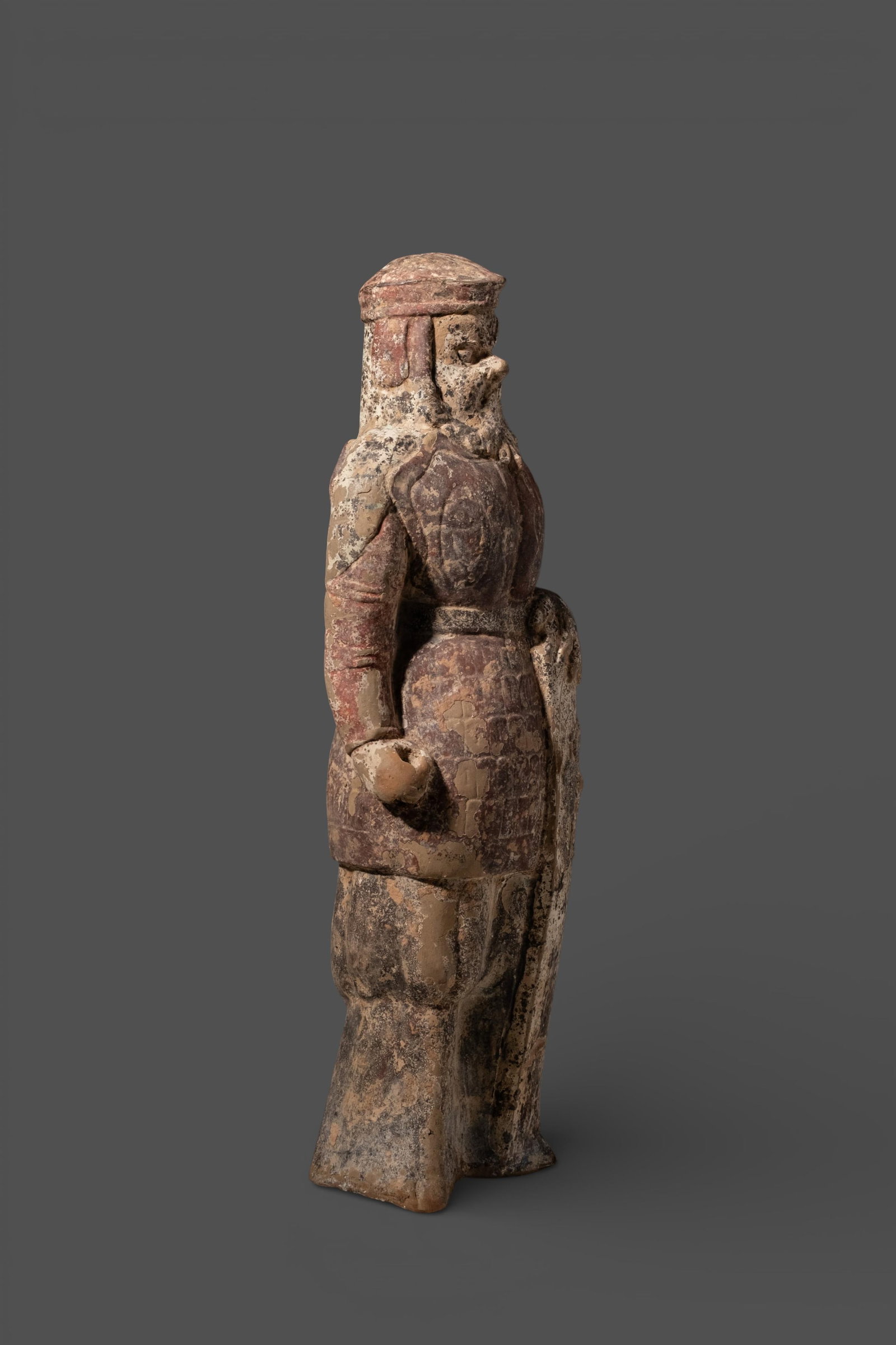 No Reserve: Chinese Polychrome Terracotta Warrior Figure, Probably Wei Period - 5