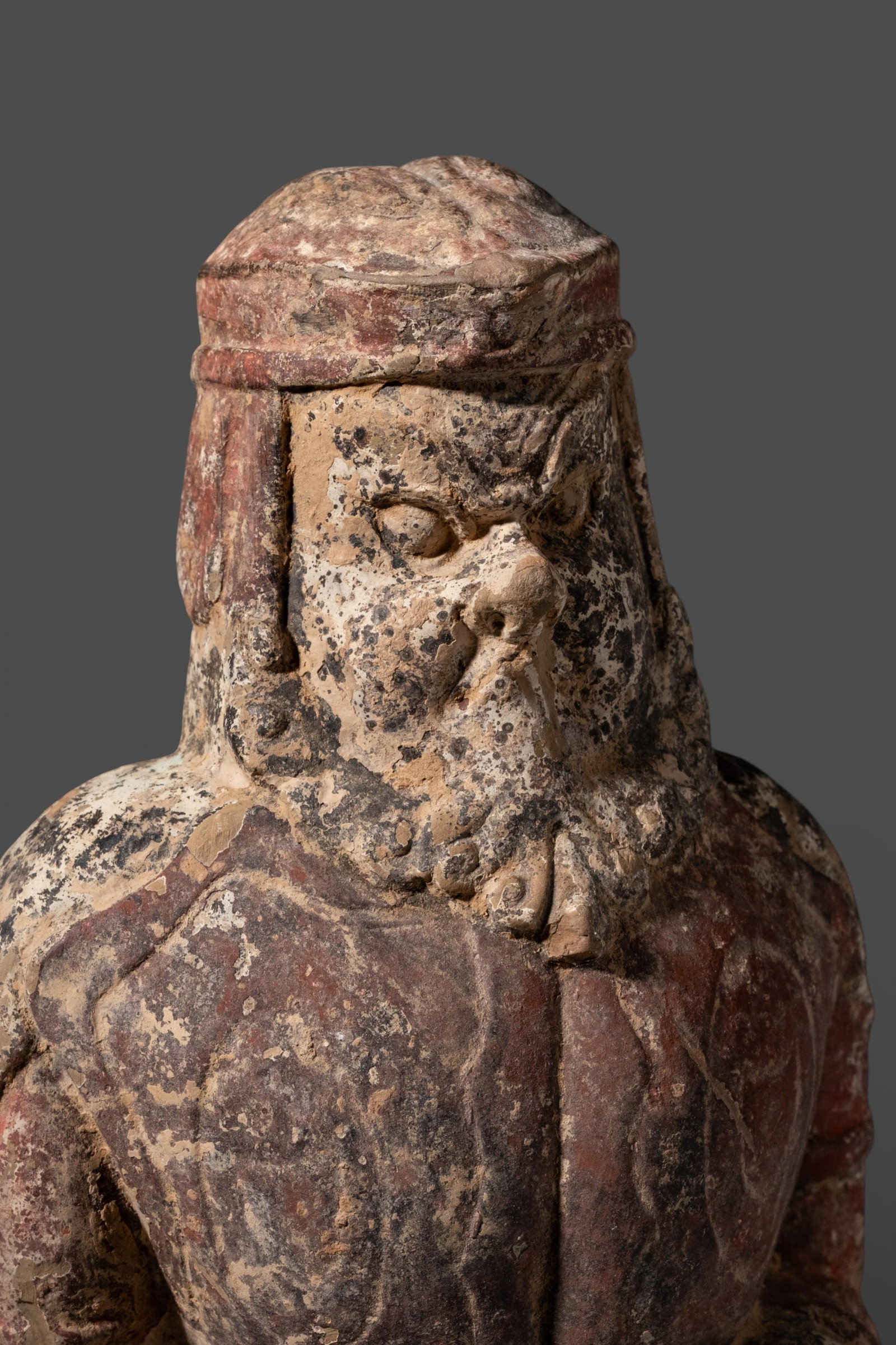 No Reserve: Chinese Polychrome Terracotta Warrior Figure, Probably Wei Period - 7