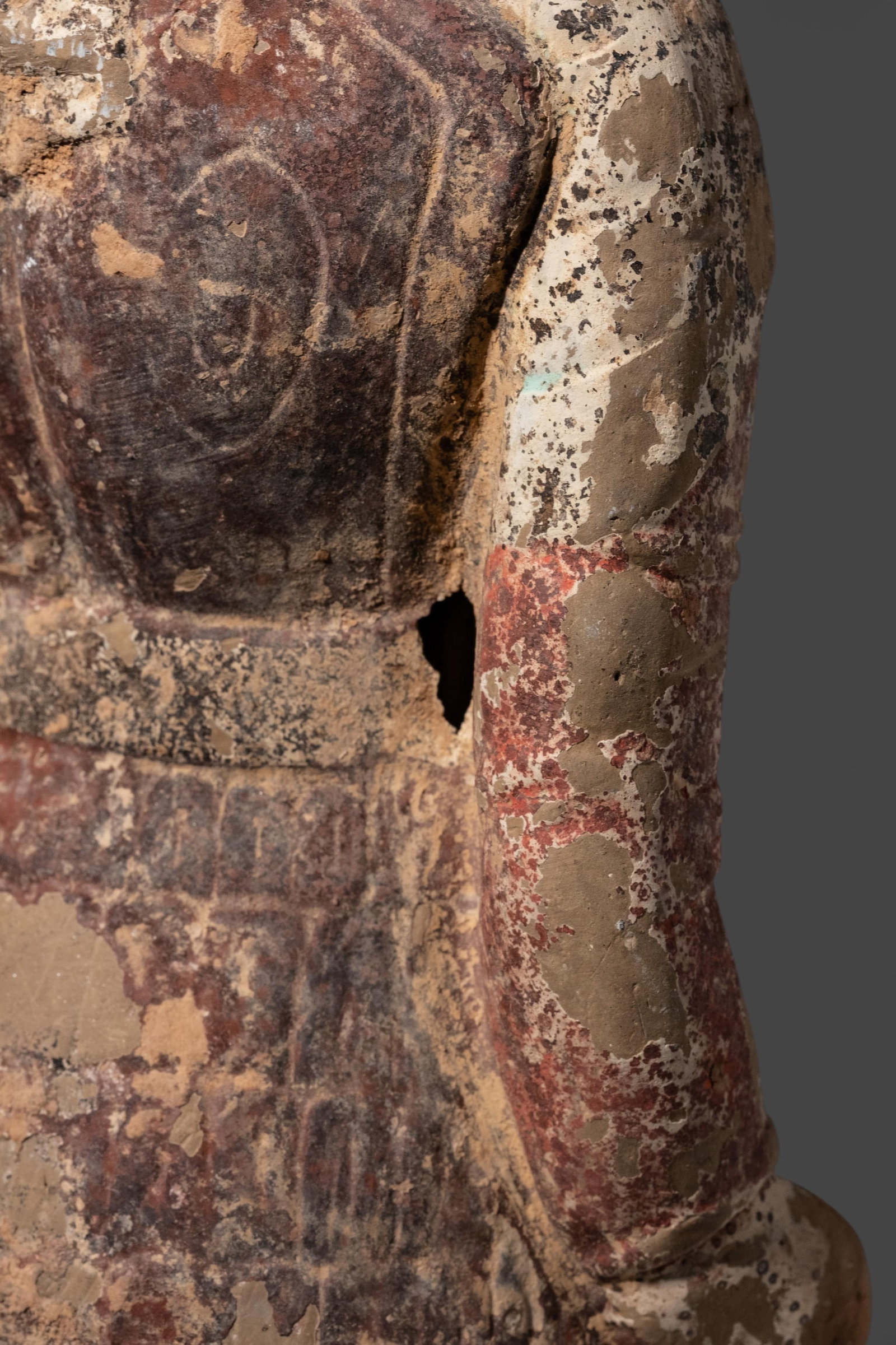 No Reserve: Chinese Polychrome Terracotta Warrior Figure, Probably Wei Period - 8