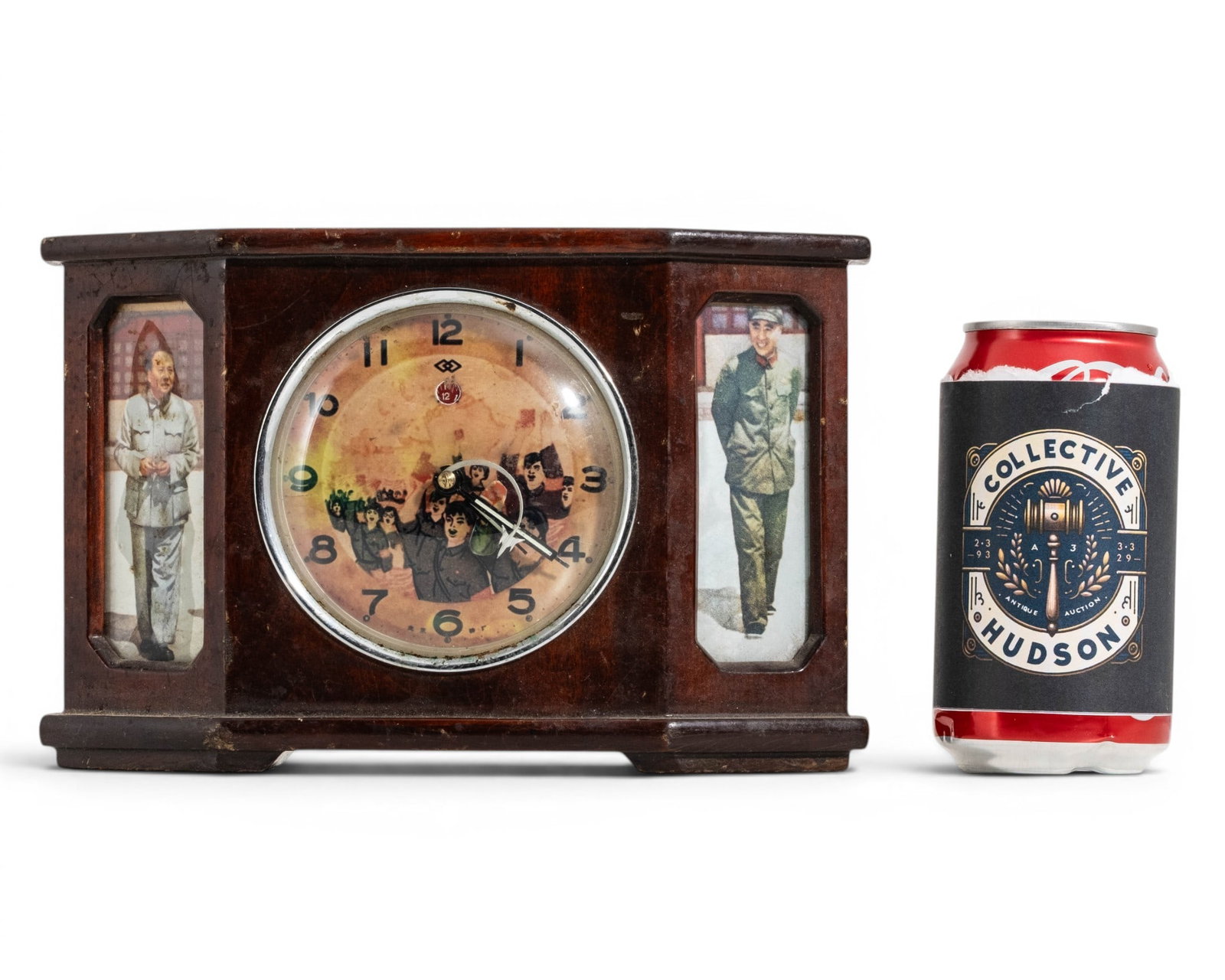 No Reserve: Chinese Cultural Revolution Mao Zedong And PLA Soldier Animated Mantel Clock - 2