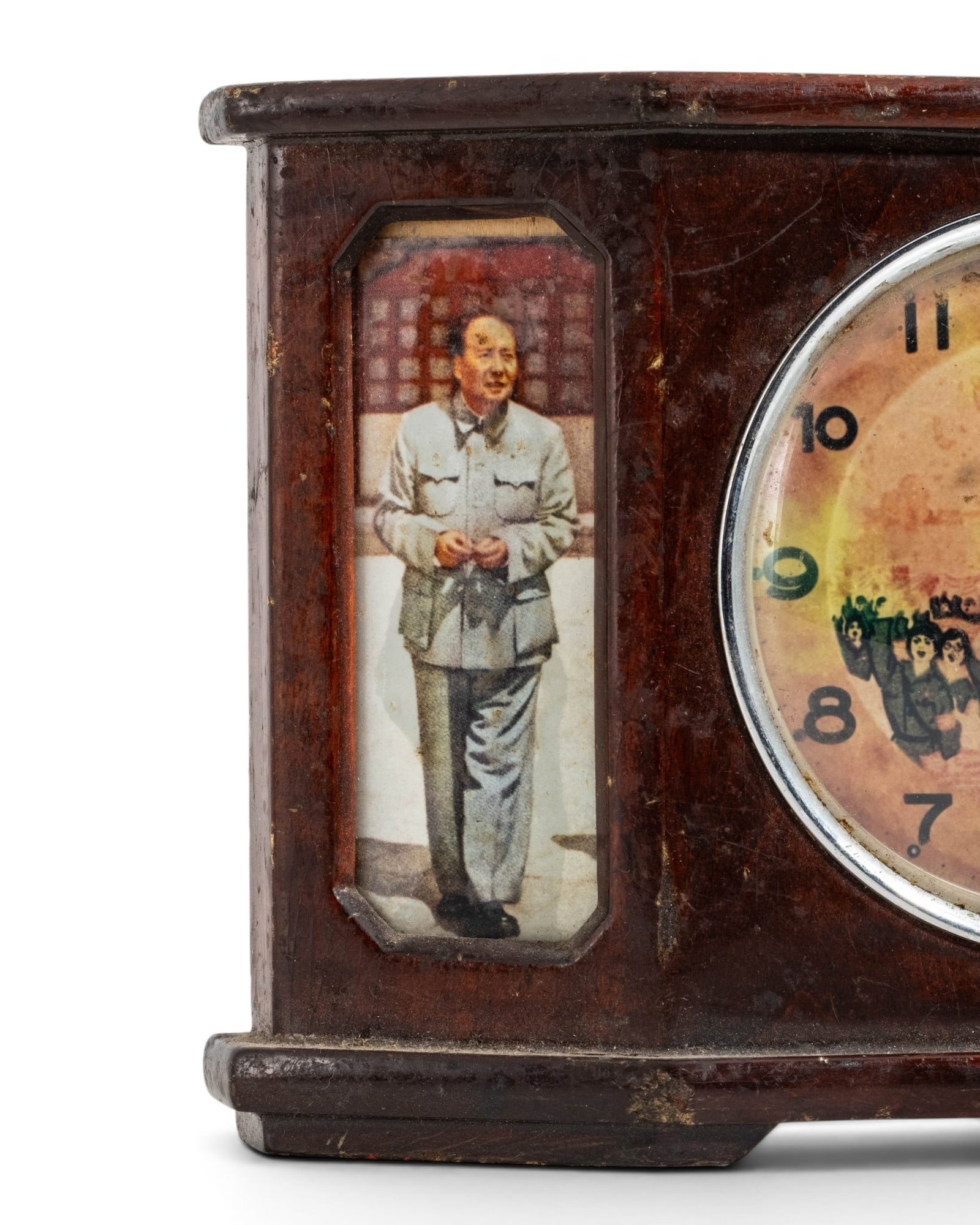 No Reserve: Chinese Cultural Revolution Mao Zedong And PLA Soldier Animated Mantel Clock - 4