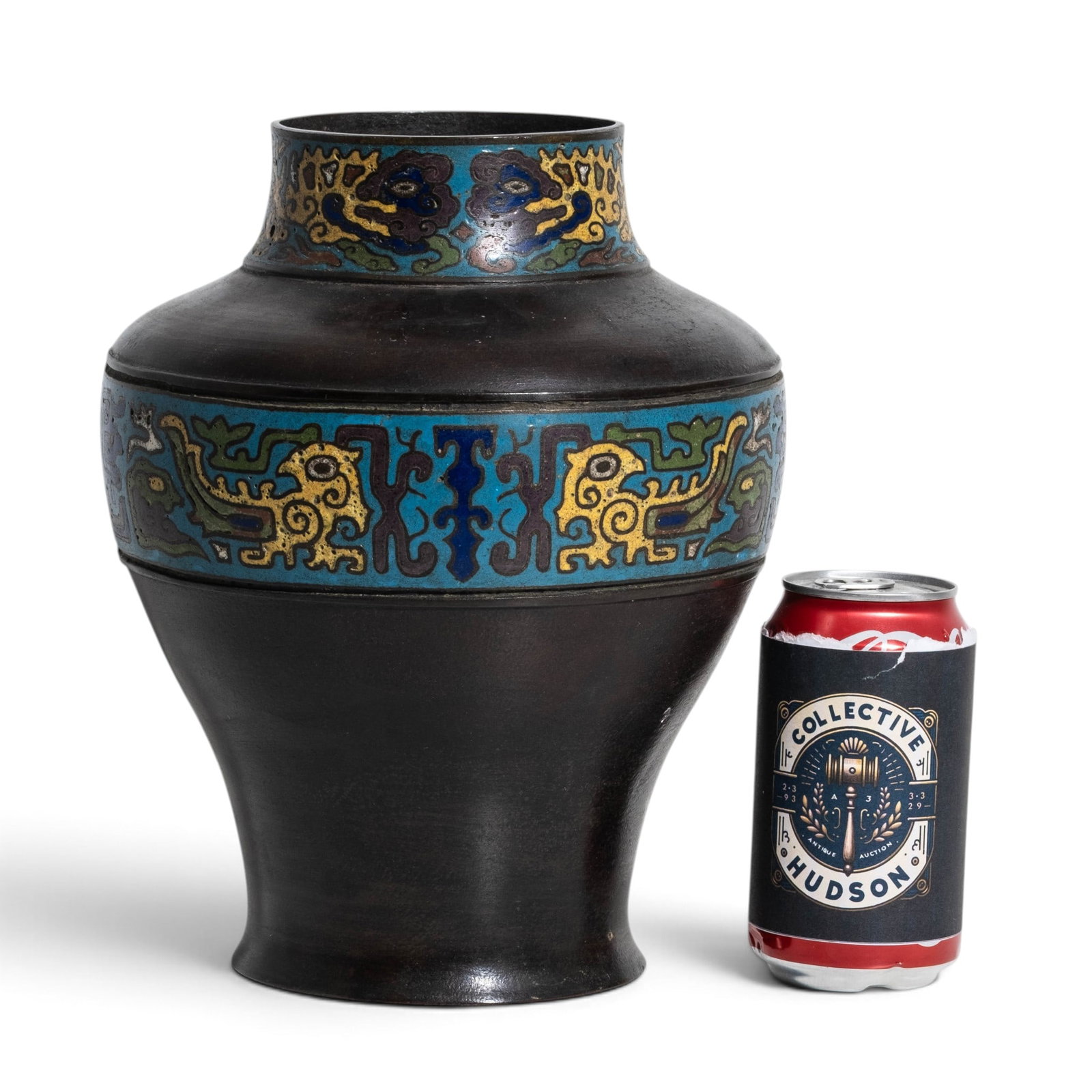 Antique Chinese Cloisonné and Champlevé Enamel Bronze Vase, 19th Century - 2