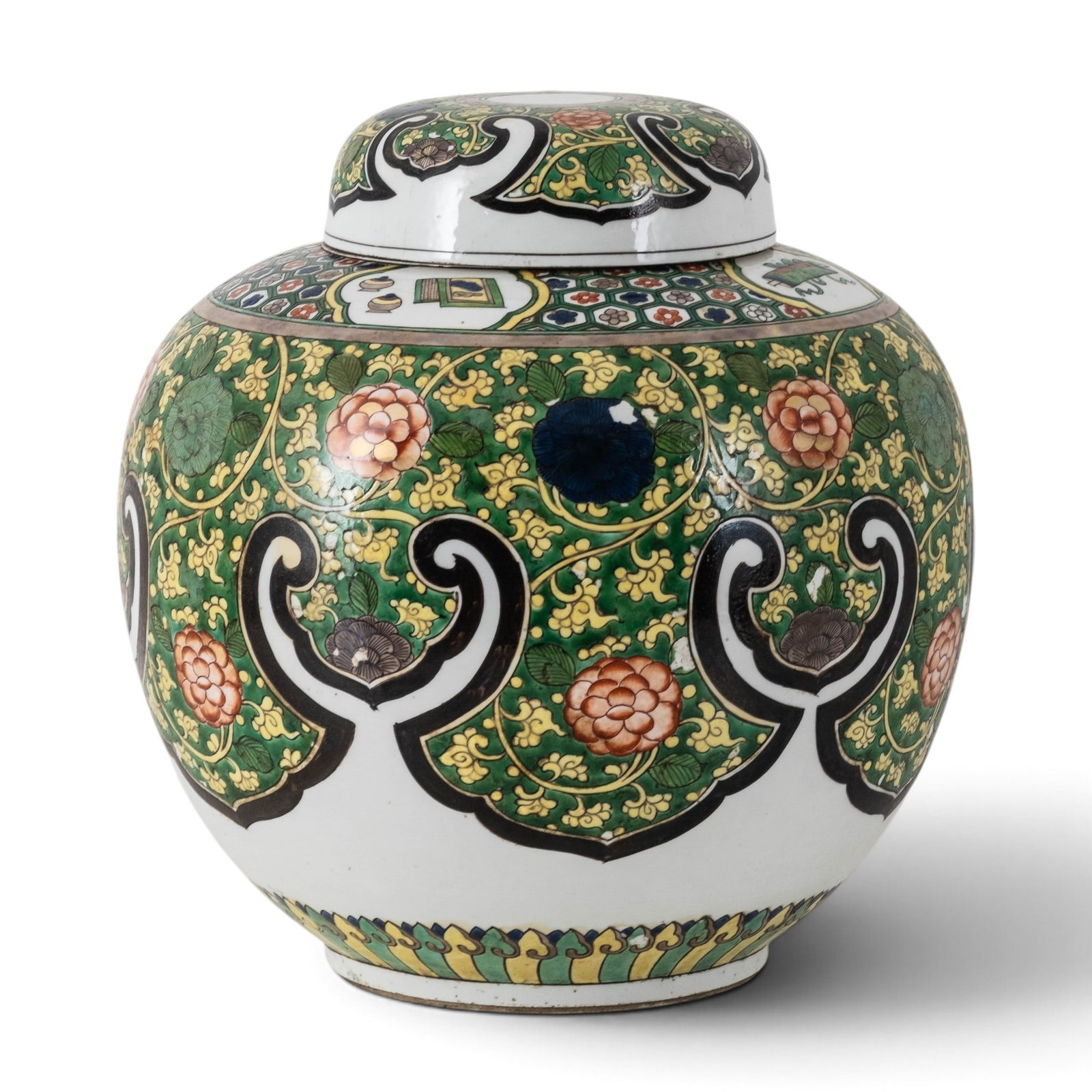 No Reserve: Large Chinese Famille Verte Covered Porcelain Ginger Jar (1 of 8)