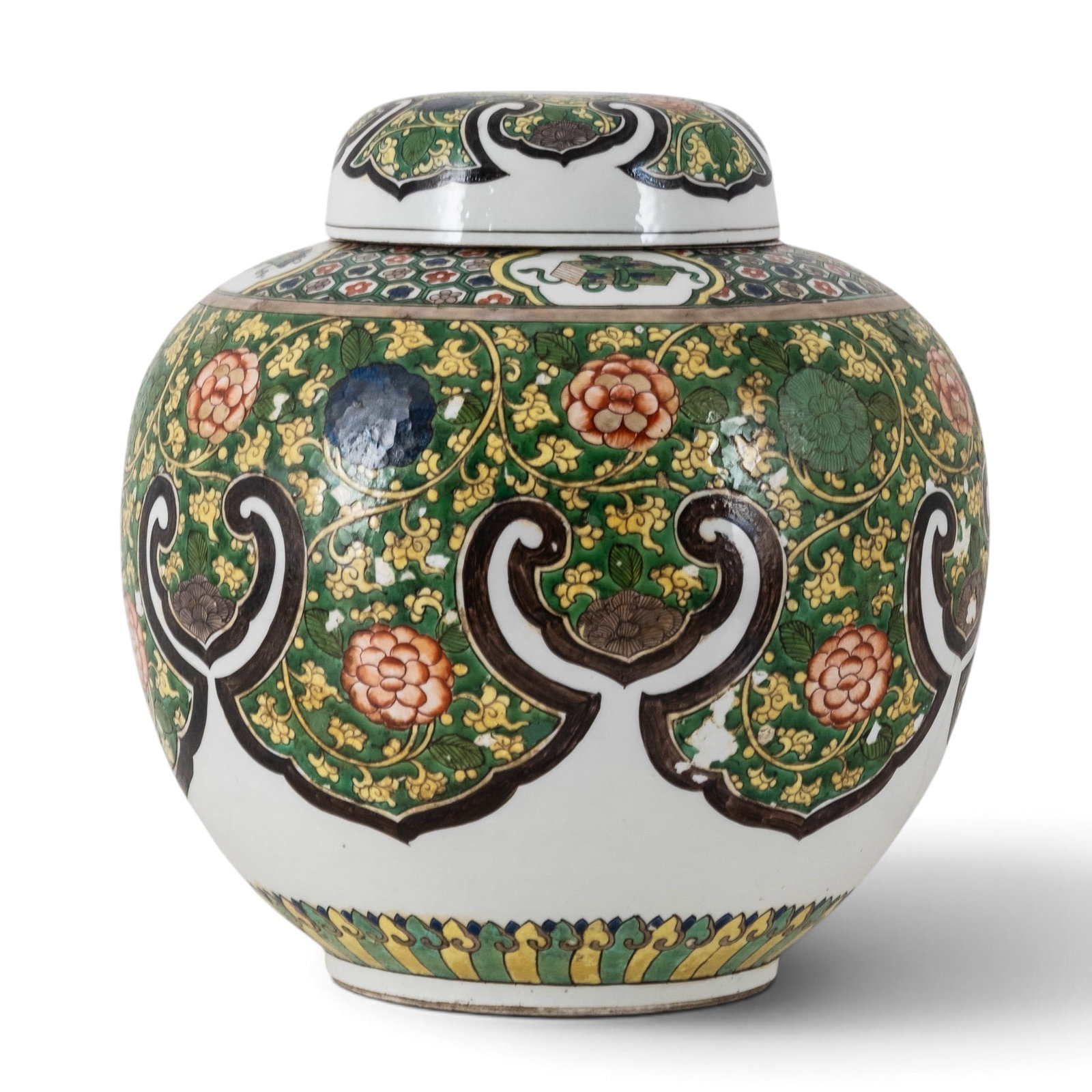 No Reserve: Large Chinese Famille Verte Covered Porcelain Ginger Jar - 6