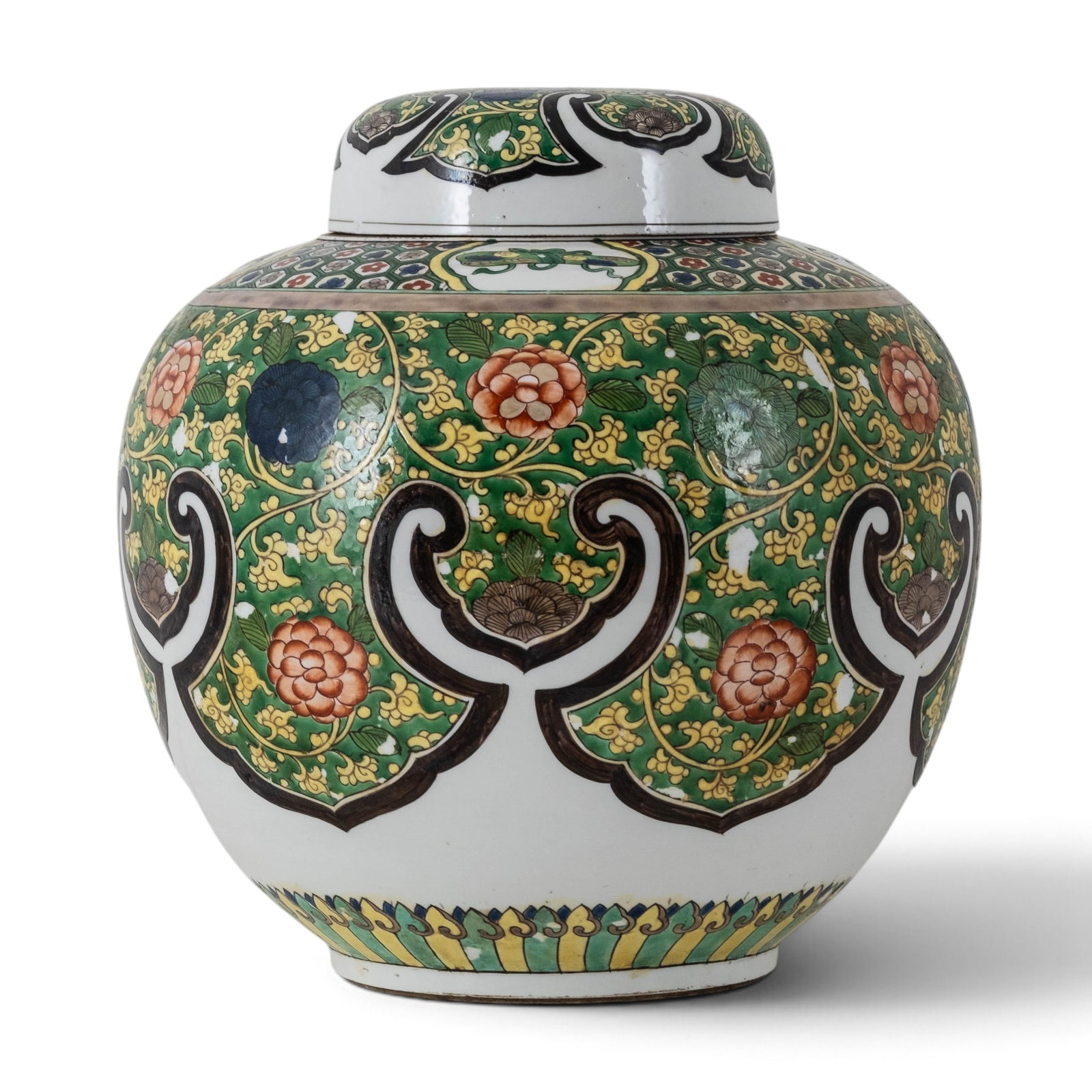 No Reserve: Large Chinese Famille Verte Covered Porcelain Ginger Jar (1 of 7)