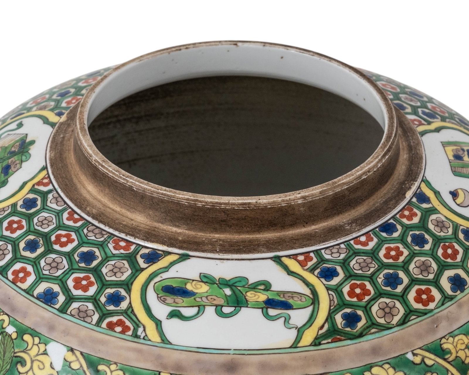 No Reserve: Large Chinese Famille Verte Covered Porcelain Ginger Jar - 4