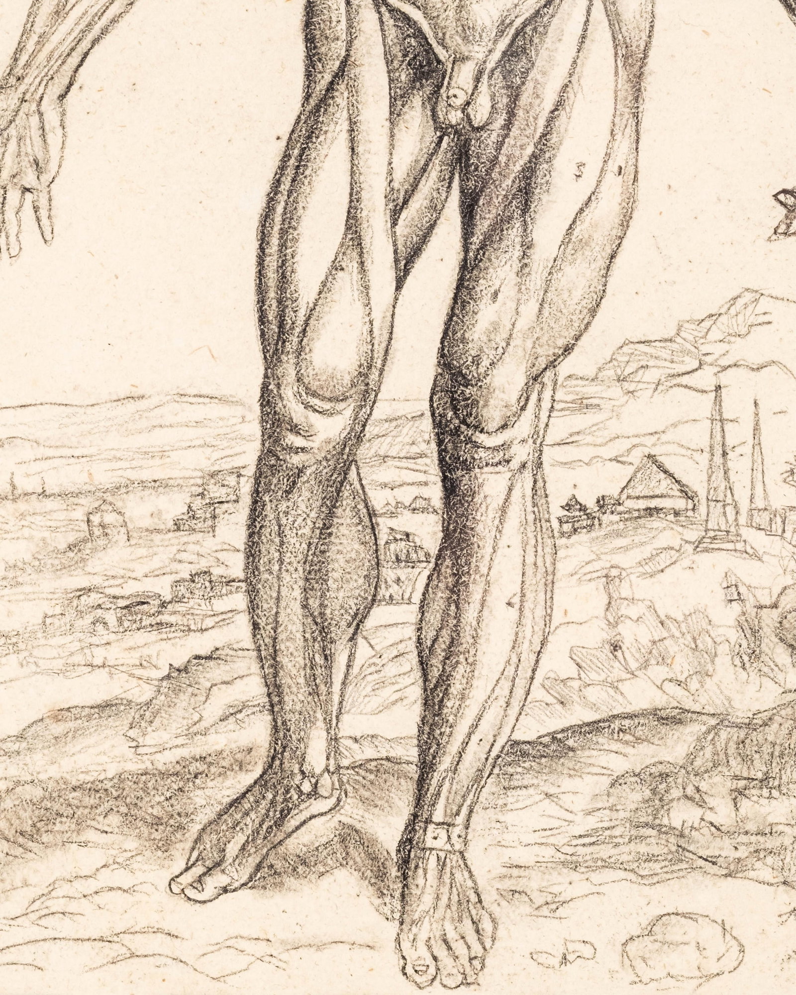 No Reserve: Charcoal Drawing Anatomical Figure Study Literature: De Humani Corporis Fabrica, Andrea - 8