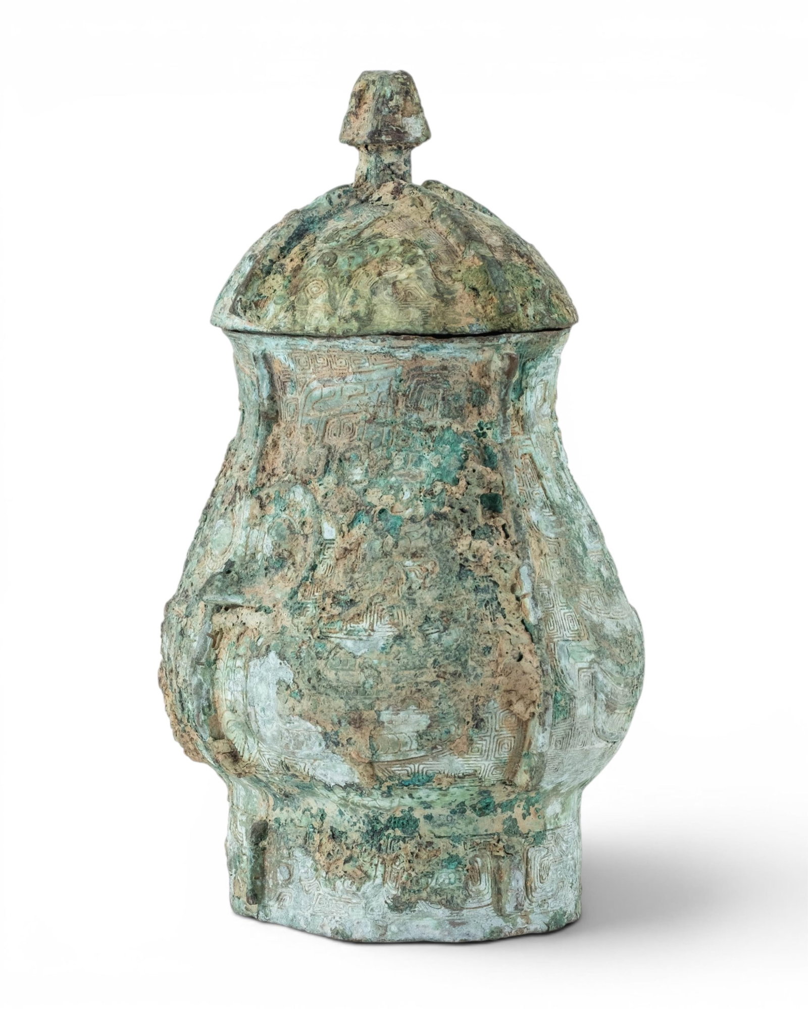 Chinese Archaistic Bronze Covered Ritual Wine Vessel, Probably Shang Dynasty Form - 2