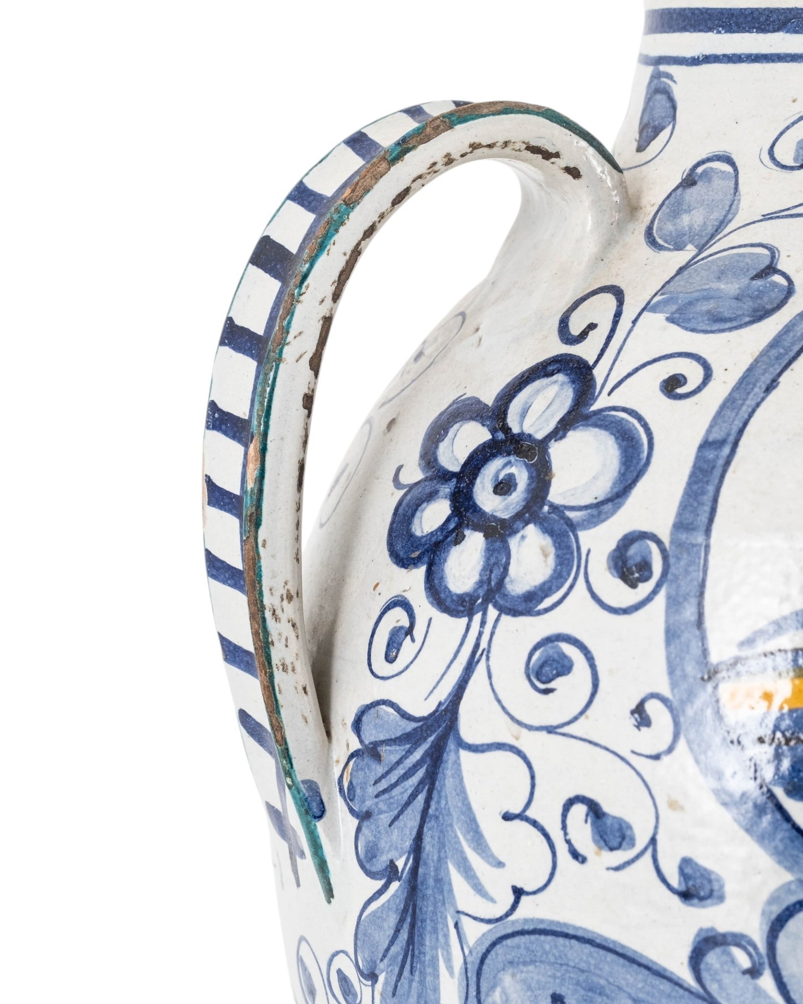 Antique Italian Hand Painted Maiolica Two-Handled Apothecary Jar with Figural Decoration - 4