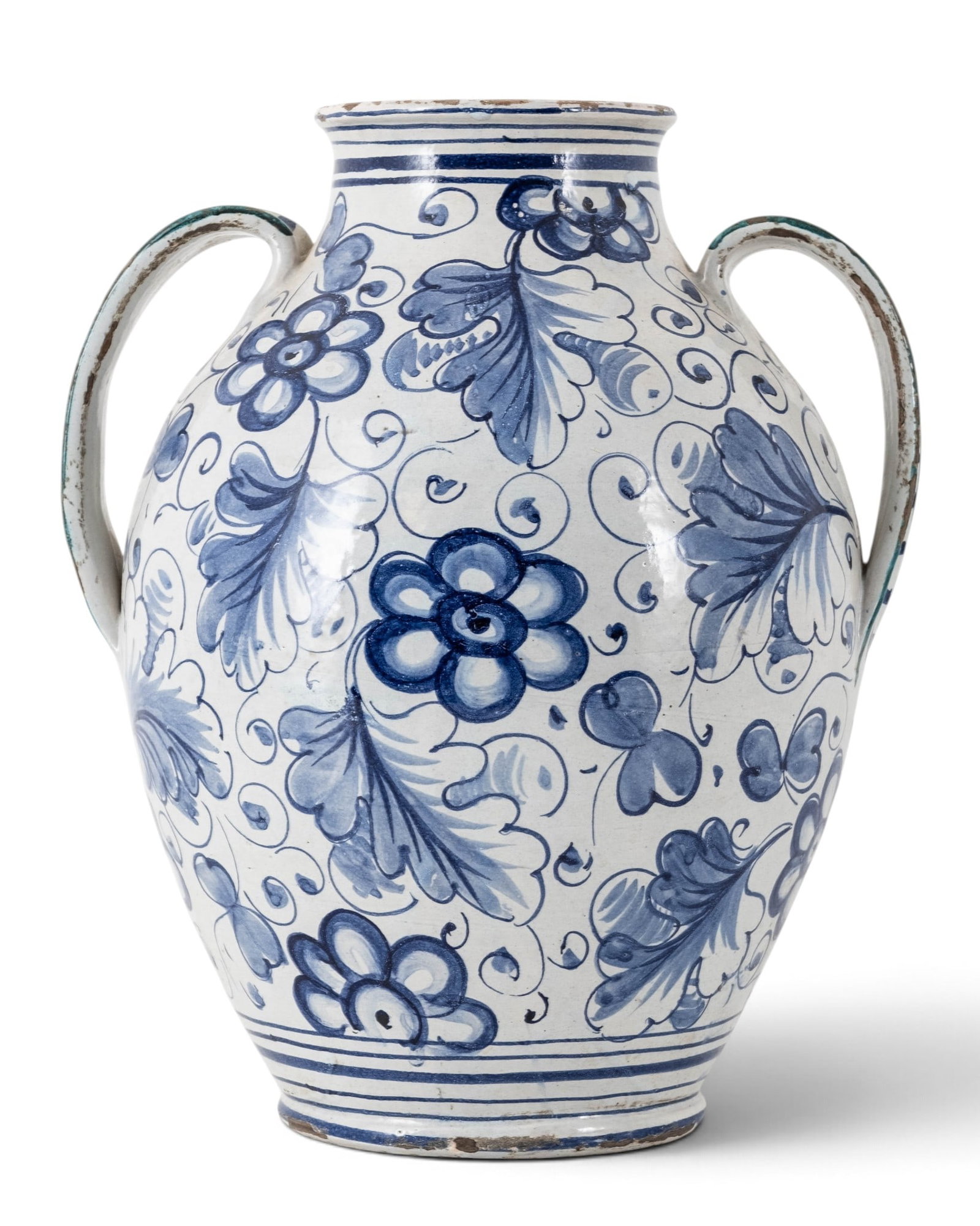 Antique Italian Hand Painted Maiolica Two-Handled Apothecary Jar with Figural Decoration - 6
