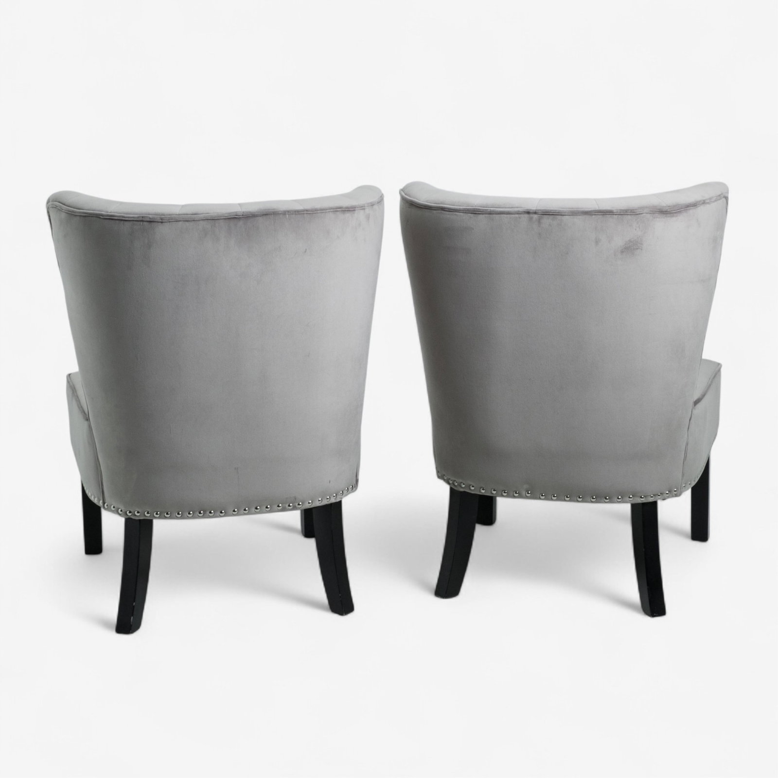 No Reserve: Pair of Art Deco Design Gray Channel-Back Lounge Chairs - 2