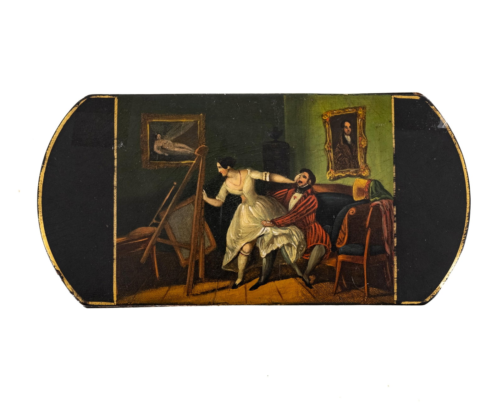 No Reserve: Group Of Five 19th Century Papier-Mâché Lacquered Cases With Hand-Colored Paintings - 4