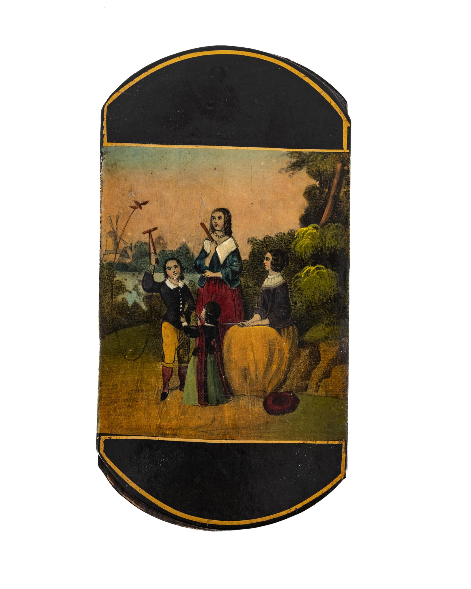 No Reserve: Group Of Five 19th Century Papier-Mâché Lacquered Cases With Hand-Colored Paintings - 7