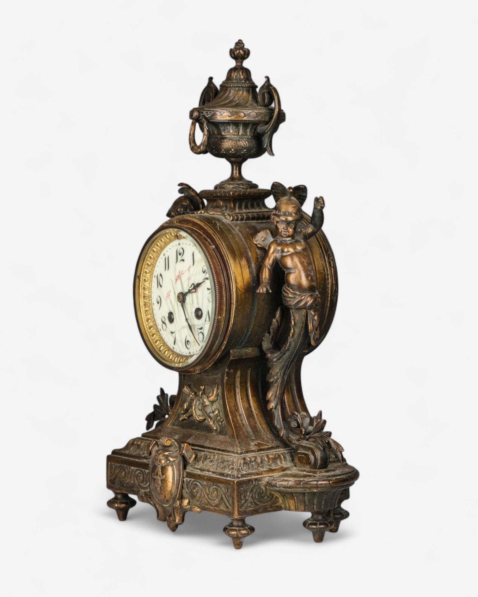 No Reserve: Louis XV Bronze Rococo 16-inch Mantel Clock 19th Century - 9