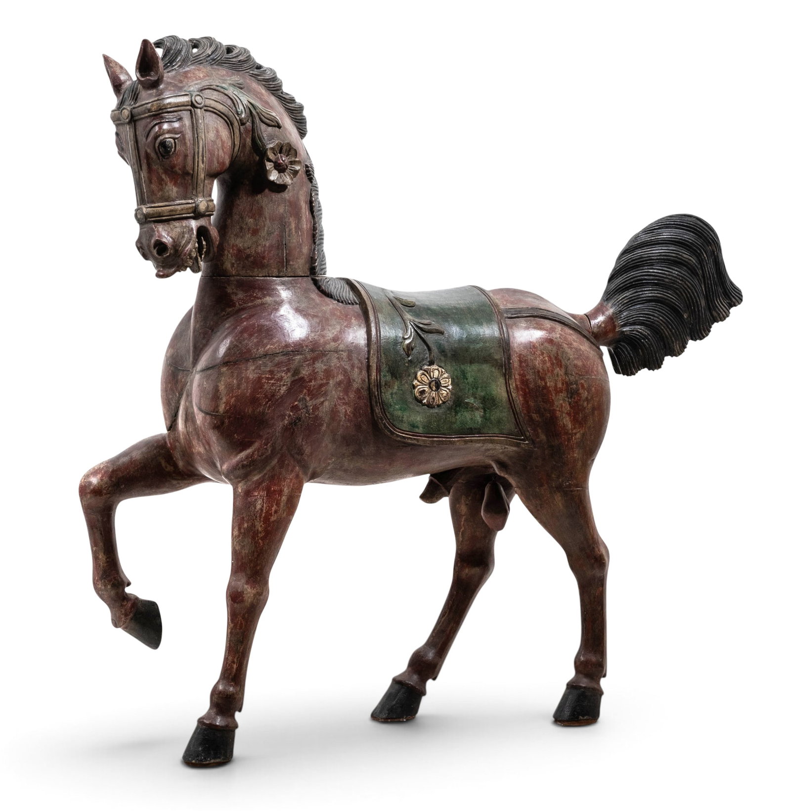 Large Hand-Carved Wood Carousel Horse, Circa 1900 (1 of 8)
