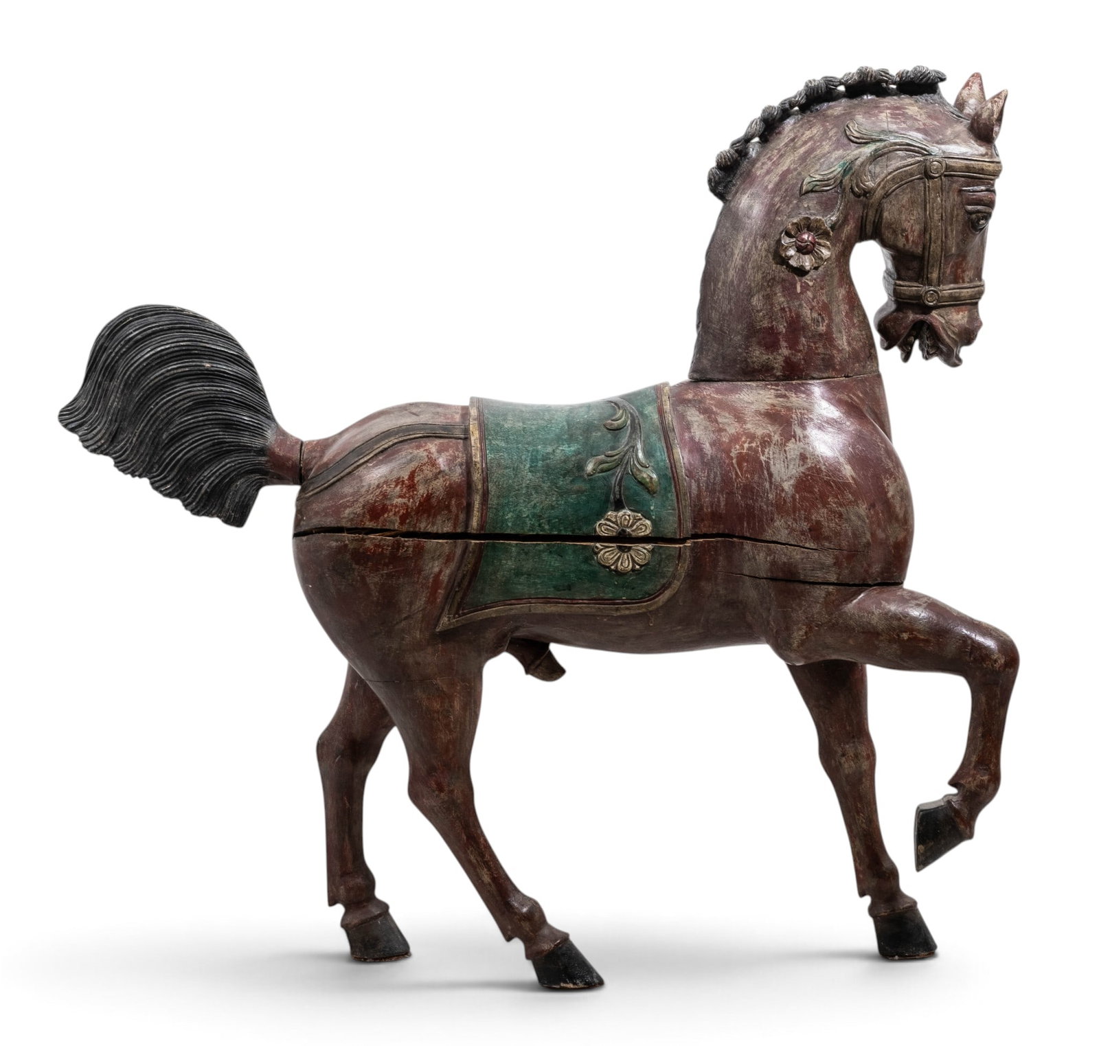 Large Hand-Carved Wood Carousel Horse, Circa 1900 - 3
