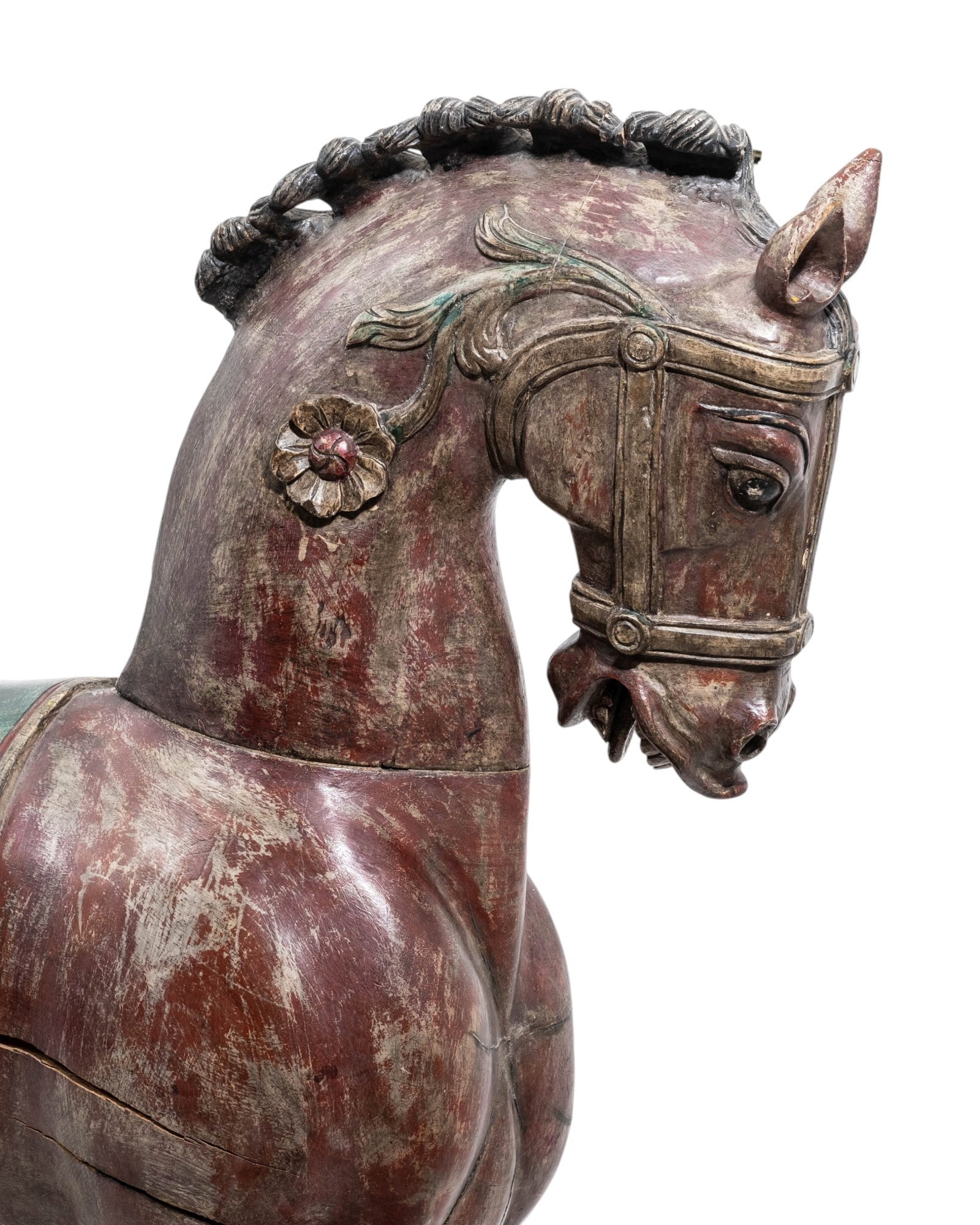Large Hand-Carved Wood Carousel Horse, Circa 1900 - 5