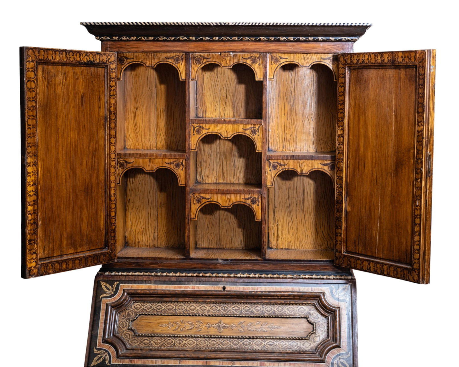 Antique French Provincial Two-Piece Secretary Desk with Hand-Painted Decoration - 3