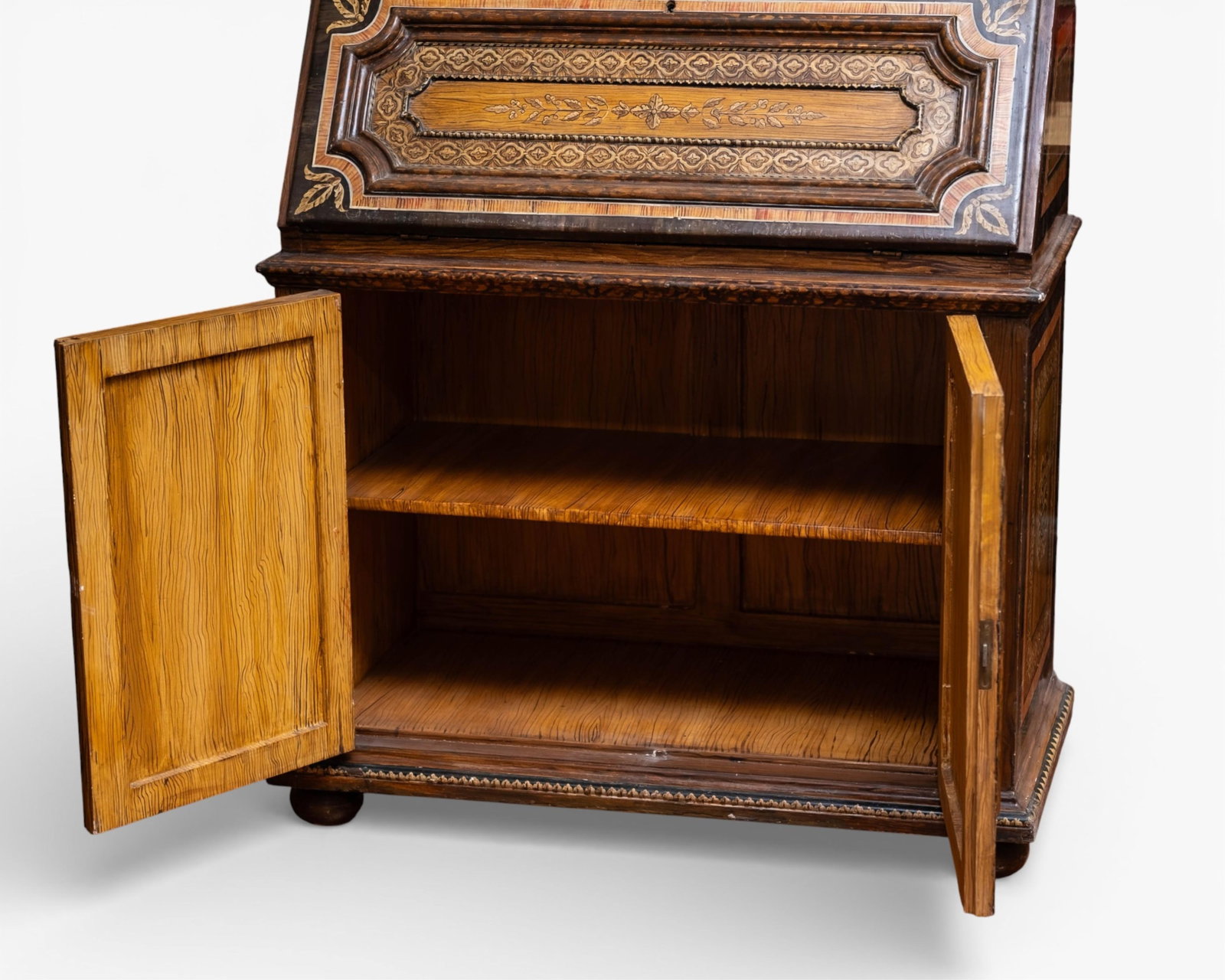 Antique French Provincial Two-Piece Secretary Desk with Hand-Painted Decoration - 5