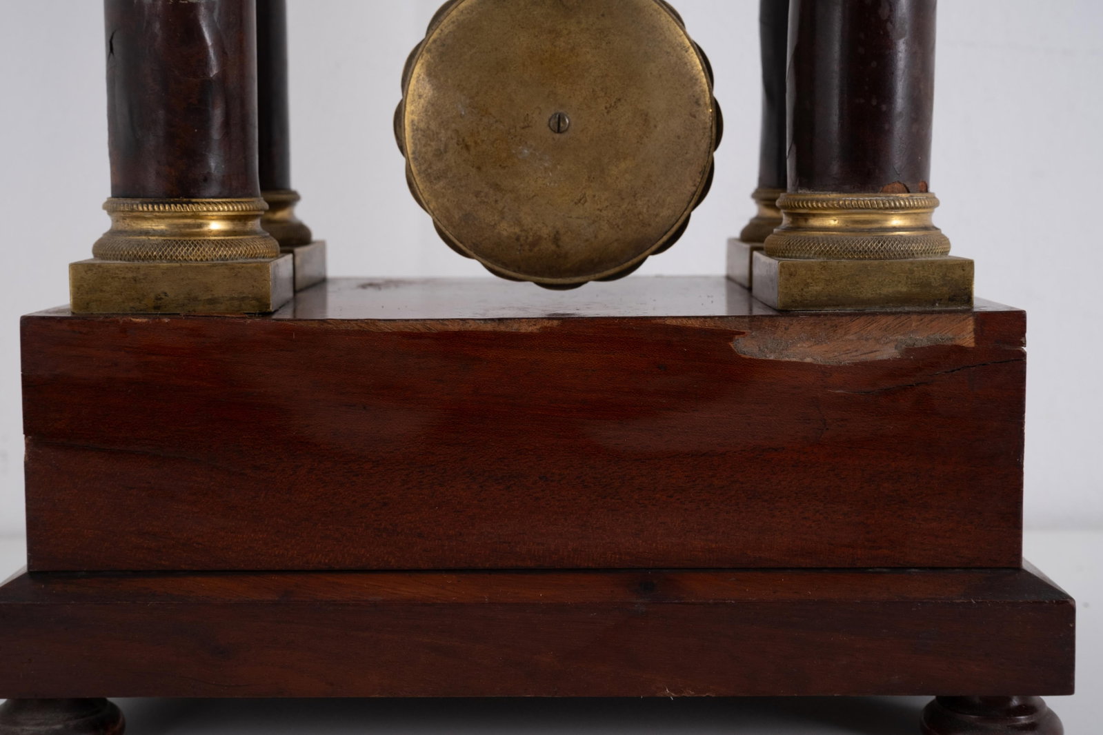 No Reserve: French 19th Century Empire Mahogany and Gilt Bronze Portico Mantel Clock - 6