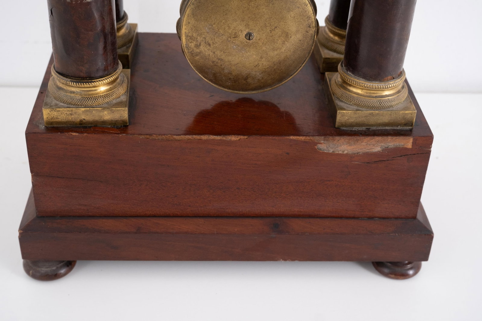 No Reserve: French 19th Century Empire Mahogany and Gilt Bronze Portico Mantel Clock - 7