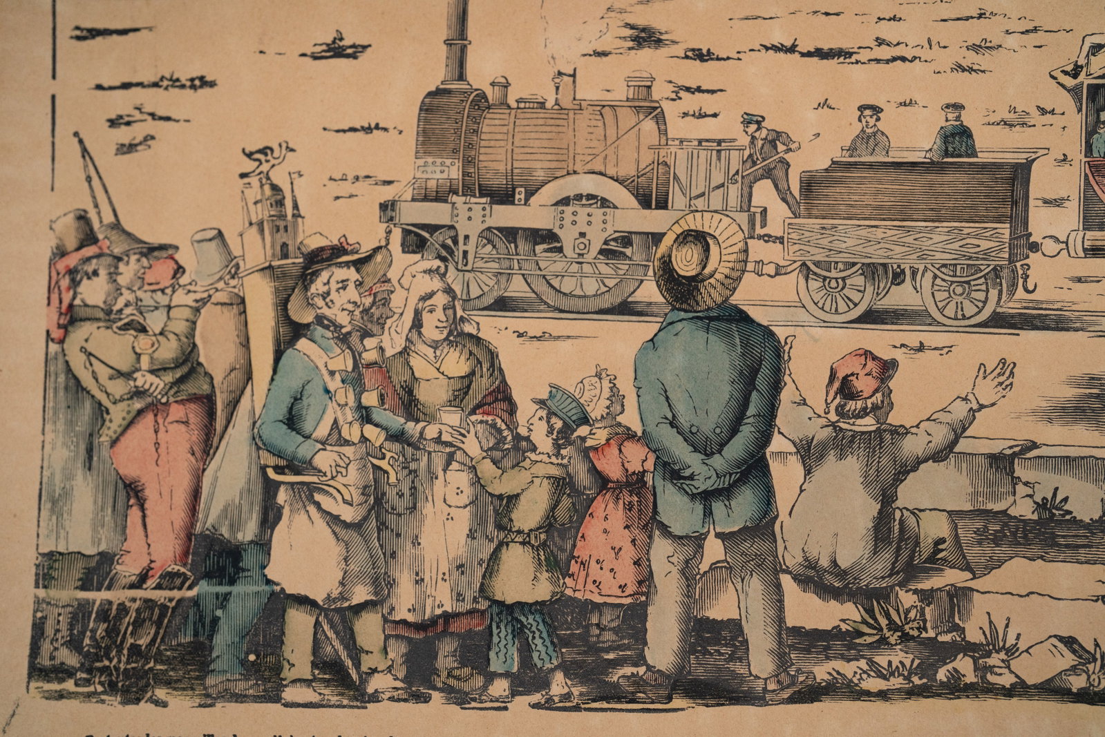 France Early Railroad c. 1840 Hand-Colored Print by Pellerin Épinal - 2