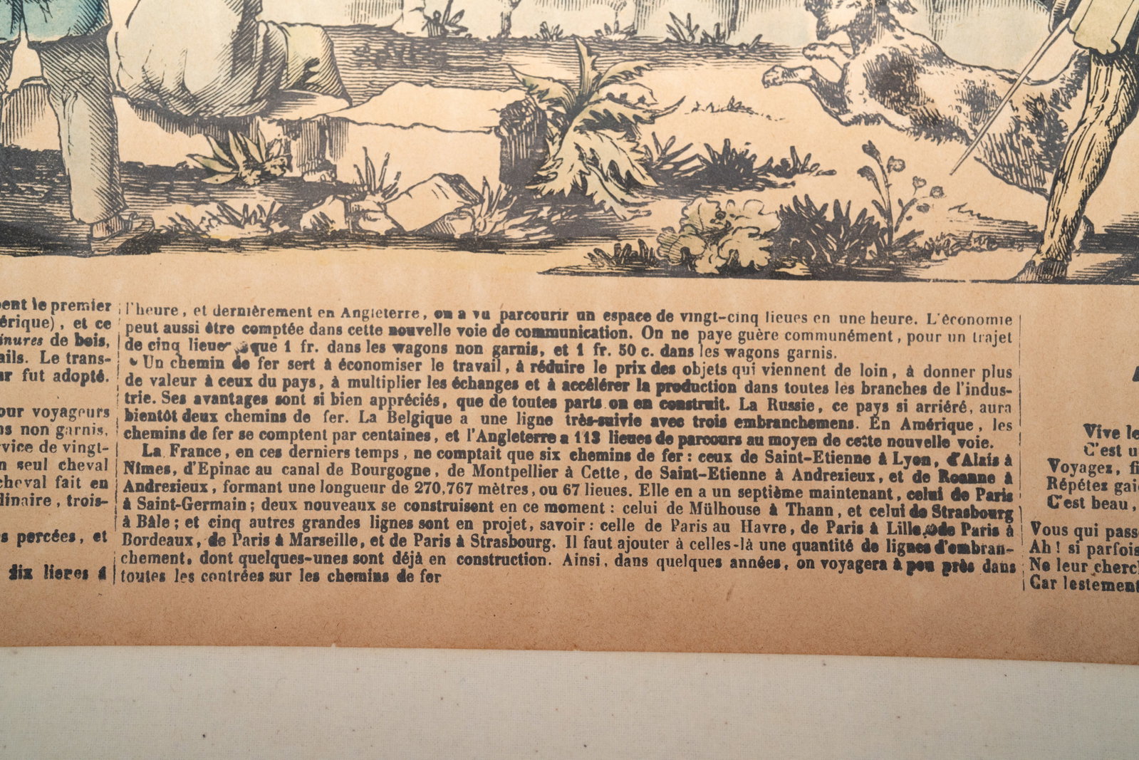 France Early Railroad c. 1840 Hand-Colored Print by Pellerin Épinal - 5