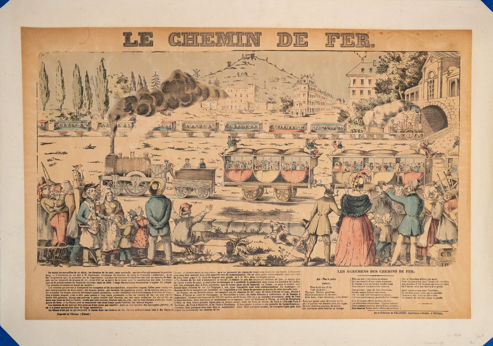 France Early Railroad c. 1840 Hand-Colored Print by Pellerin Épinal - 8