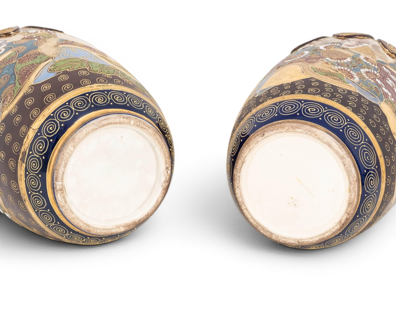 No Reserve: Pair Japanese Satsuma Style Figural Ceramic Vases - 7