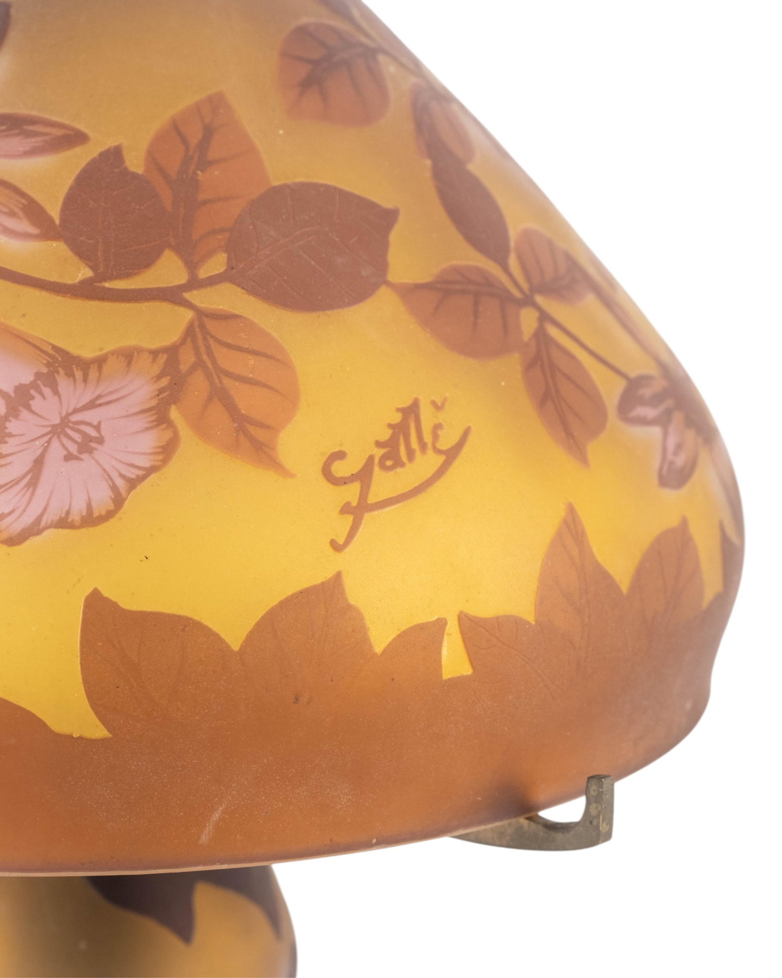 No Reserve: Galle Style Cameo Glass Floral Table Lamp, signed but questionable - 2