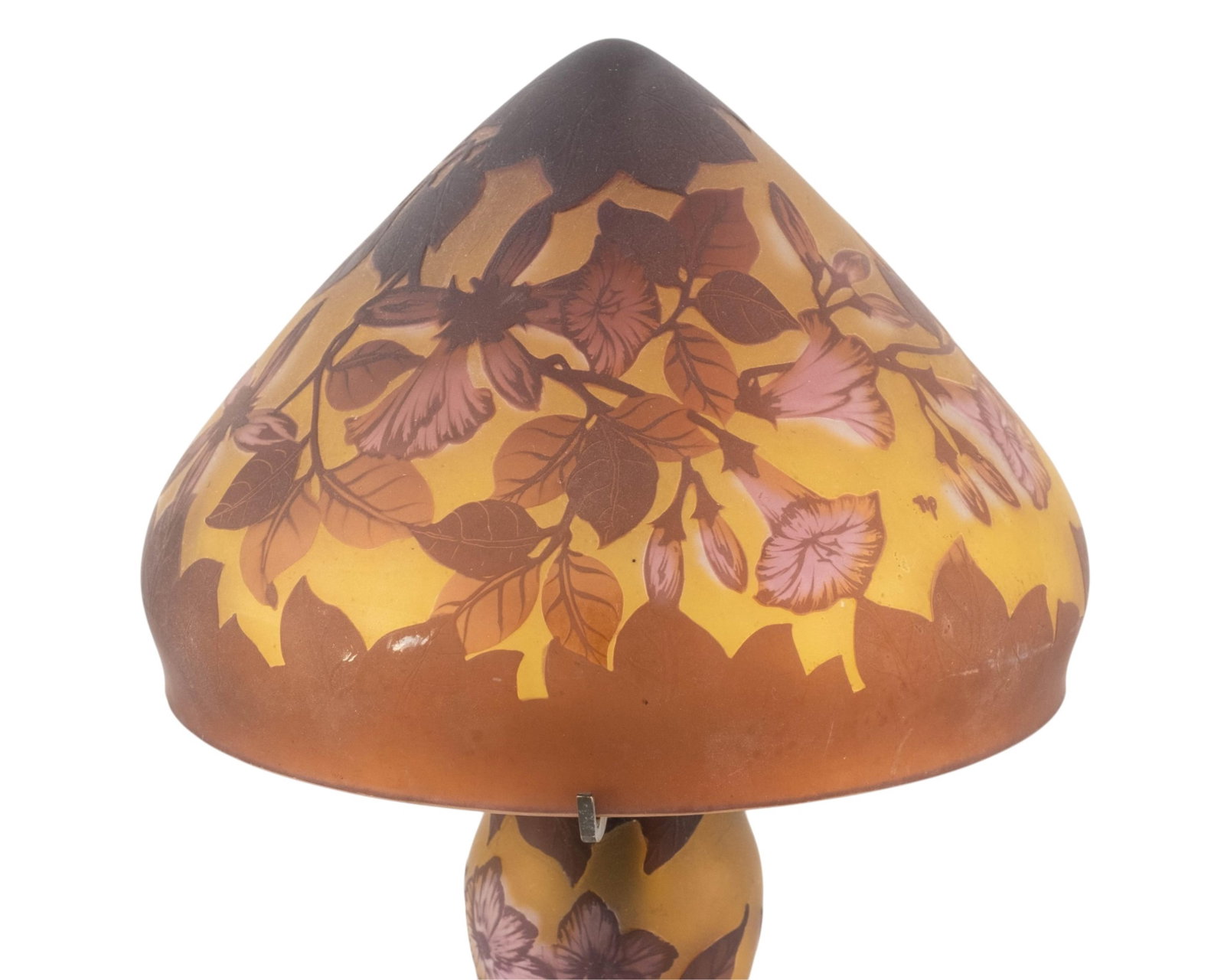 No Reserve: Galle Style Cameo Glass Floral Table Lamp, signed but questionable - 7