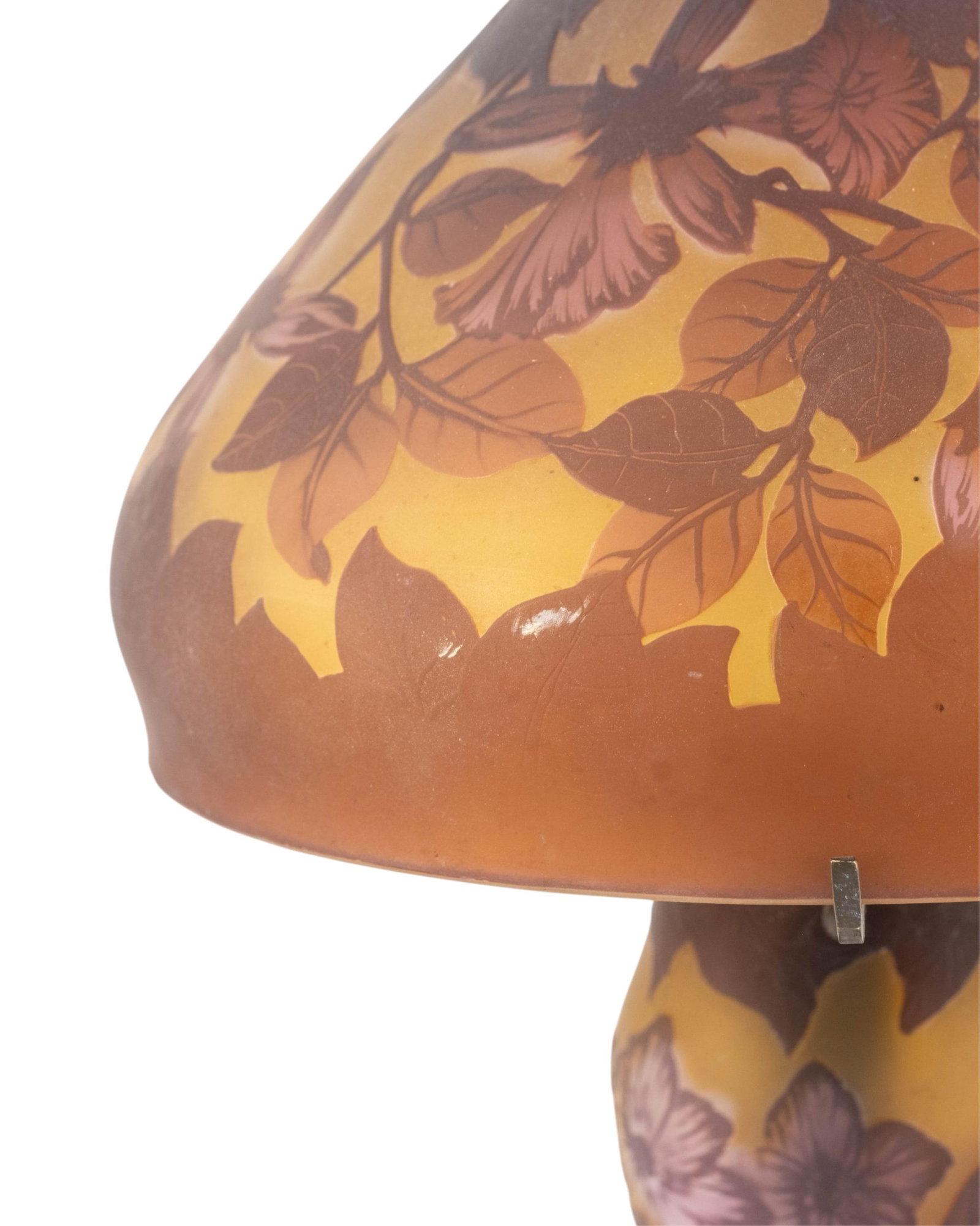 No Reserve: Galle Style Cameo Glass Floral Table Lamp, signed but questionable - 8