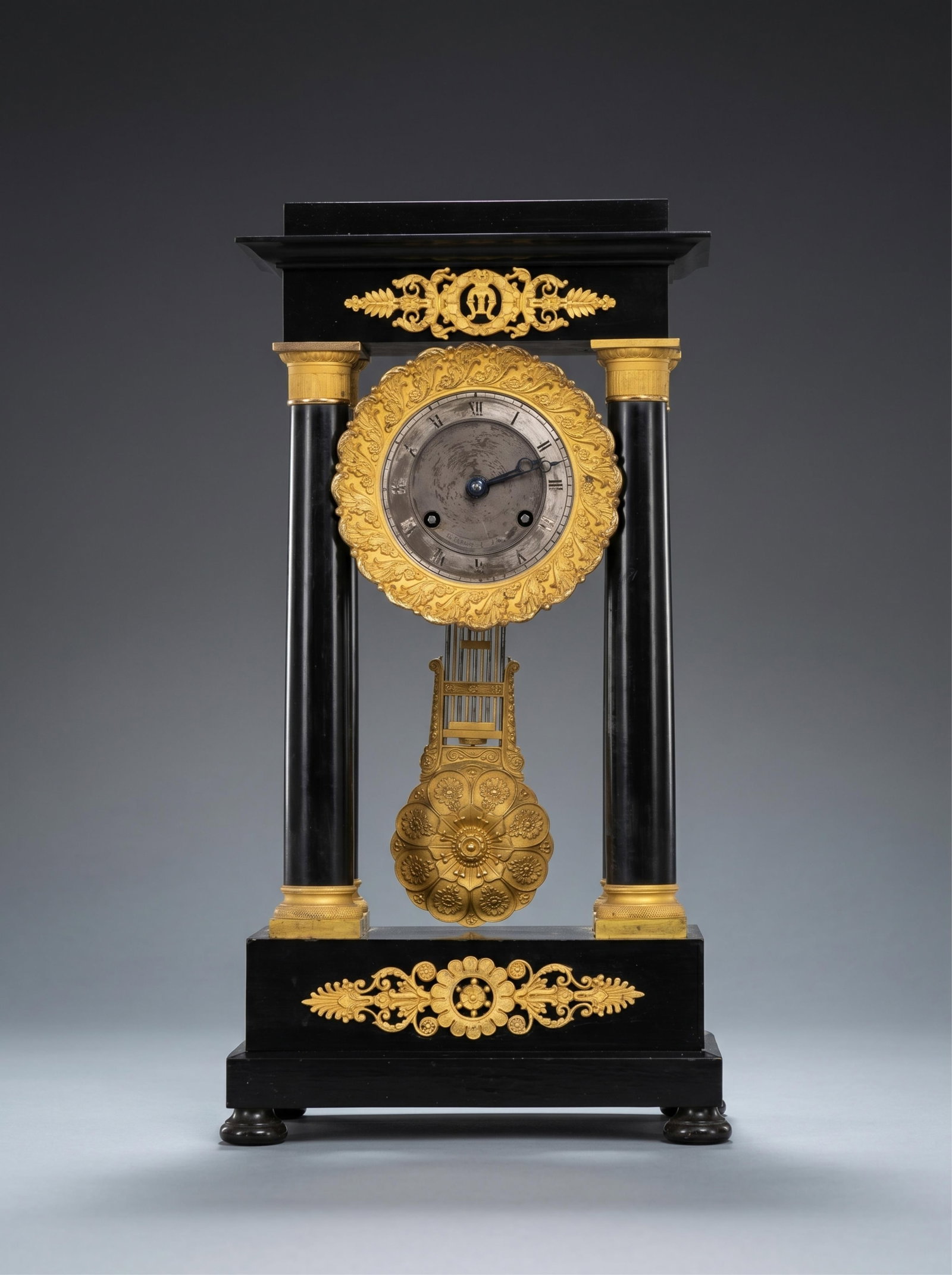 French Empire Portico Mantel Clock With Gilt Bronze Mounts, R&F Paris Movement, 19th Century (1 of 9)