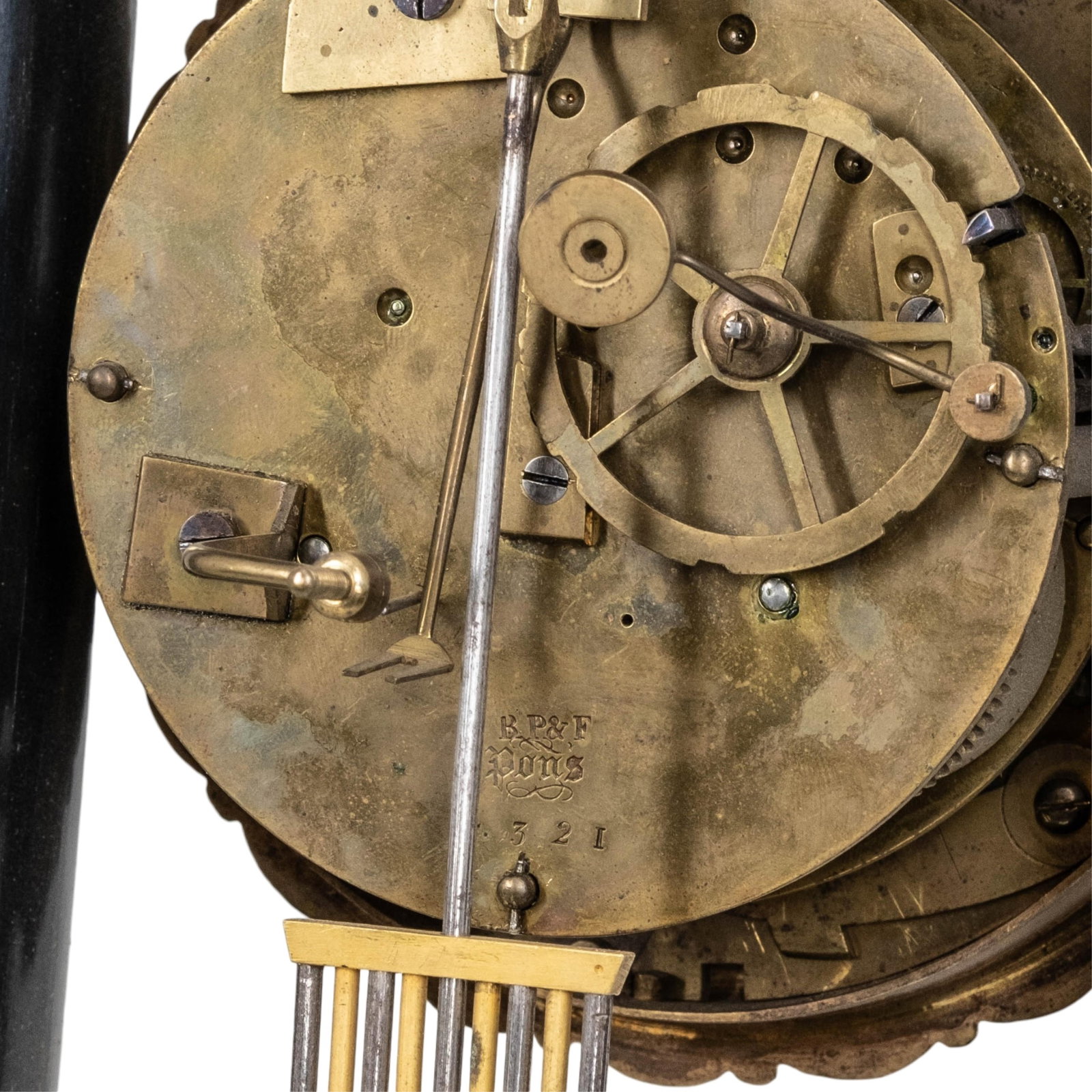 French Empire Portico Mantel Clock With Gilt Bronze Mounts, R&F Paris Movement, 19th Century - 7