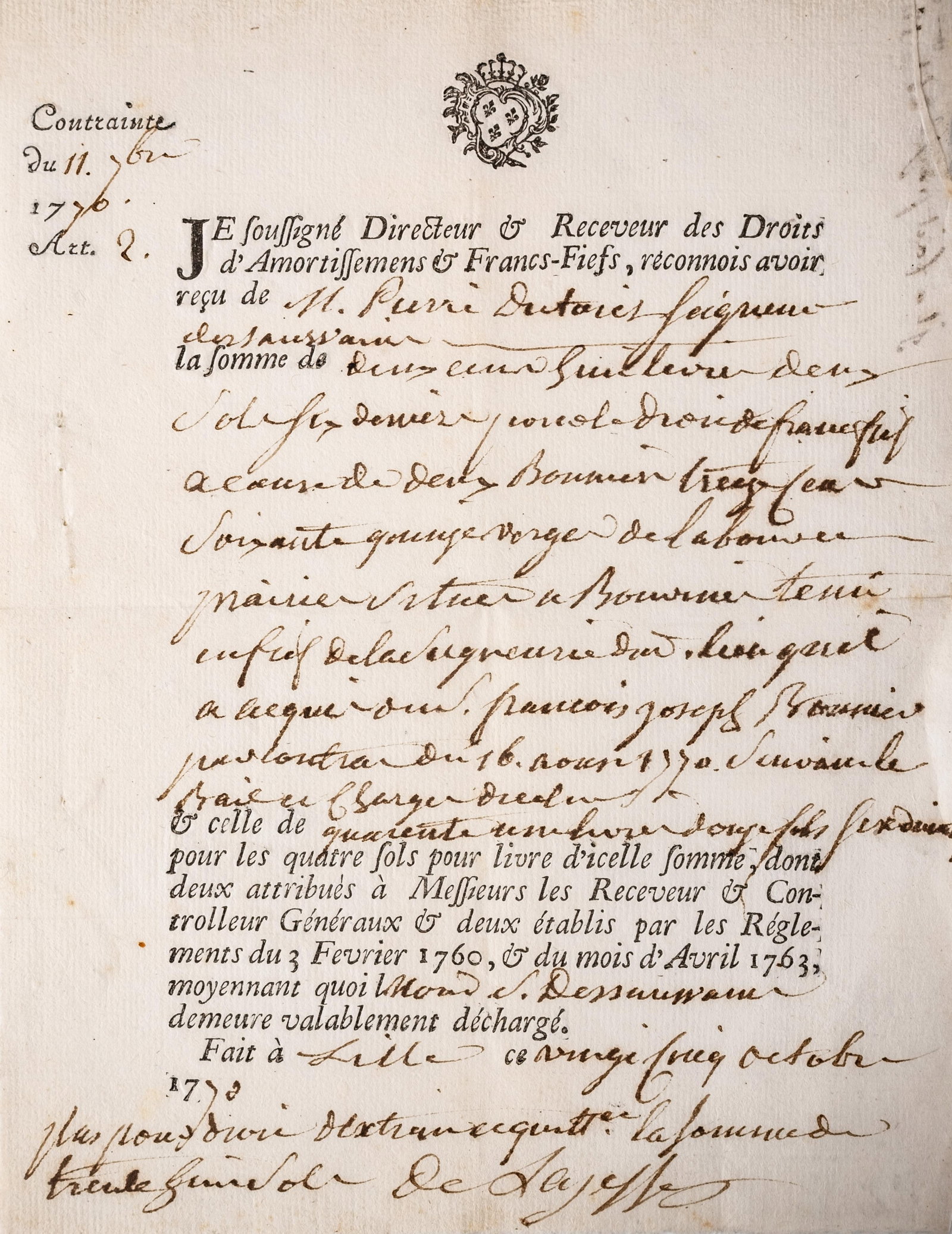 No Reserve: Group of Nine 18th Century French Ancien Régime Tax Documents, Lille, 1756-1788 - 2