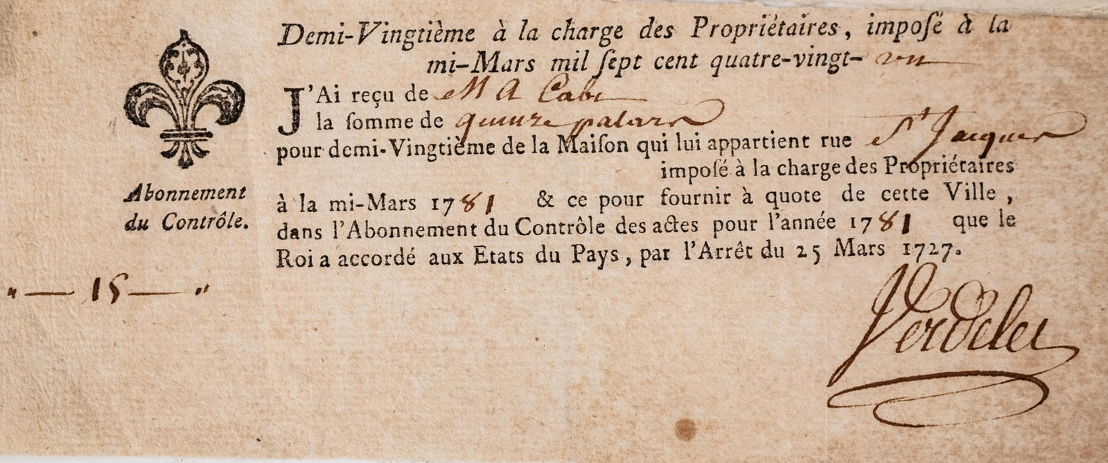 No Reserve: Group of Nine 18th Century French Ancien Régime Tax Documents, Lille, 1756-1788 - 5